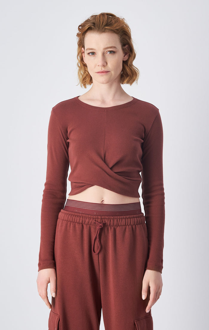 Long Sleeve Wrap Front Top