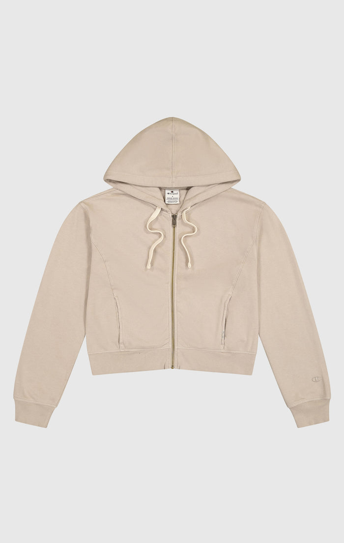 Cropped-Hoodie mit durchgehendem Reißverschluss in Vintage-Waschung