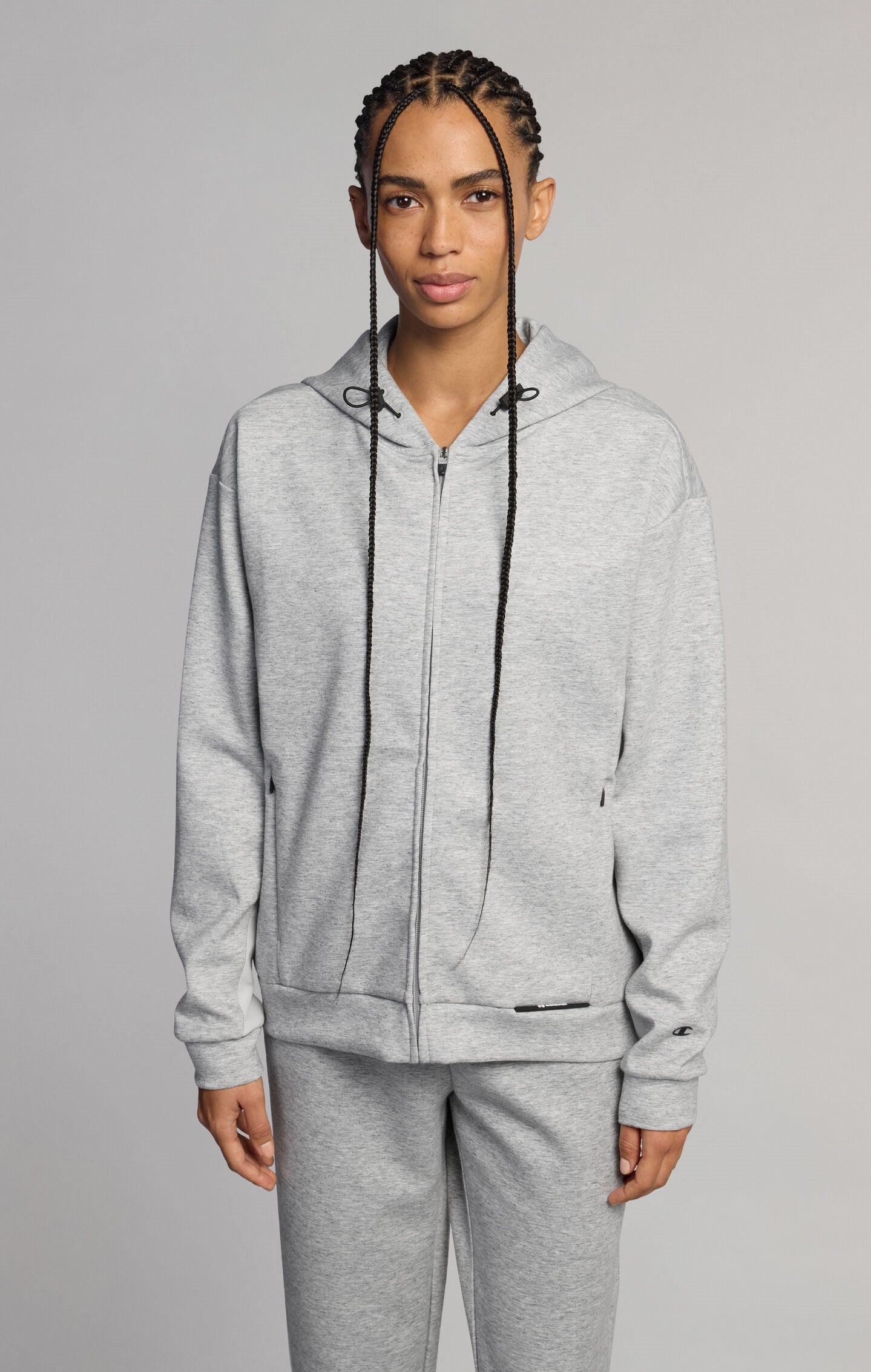 Sudadera con Capucha y Cremallera para Mujer en Nylon Elástico C-Tech