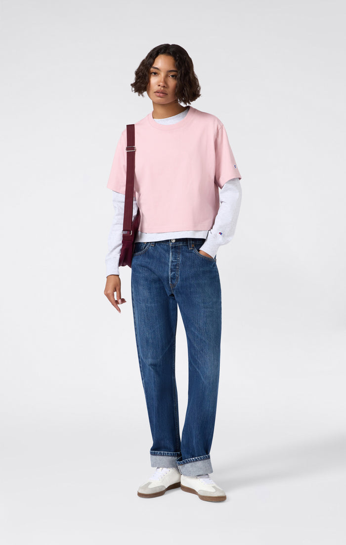 T-shirt Cropped Femme en Jersey de Coton Épais