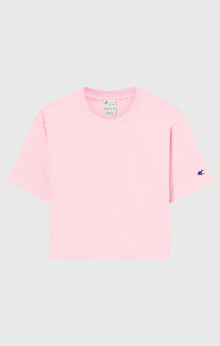 T-shirt Cropped Femme en Jersey de Coton Épais