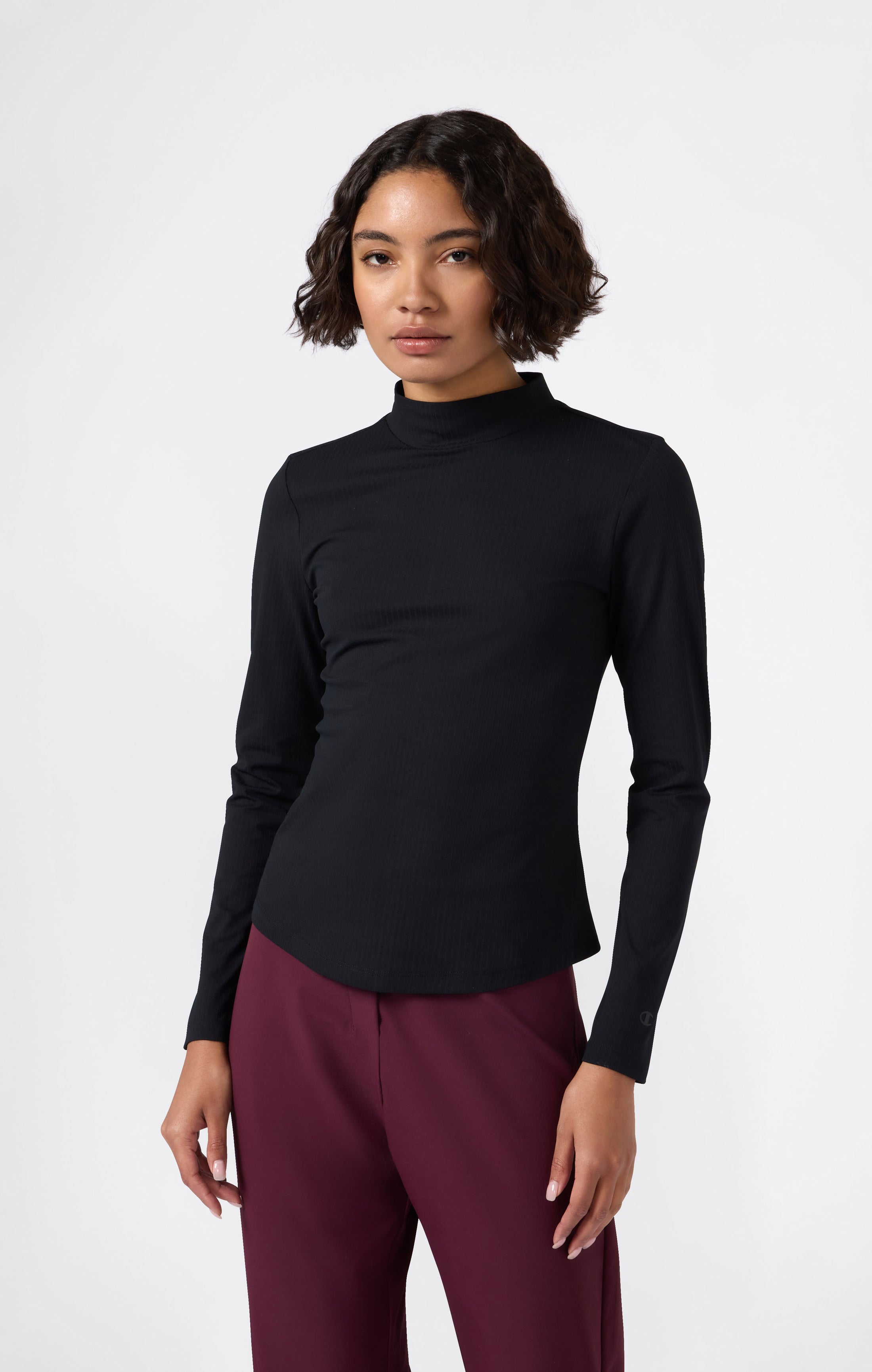 T-shirt a Maniche Lunghe da Donna a Costine Slim Fit C-Tech