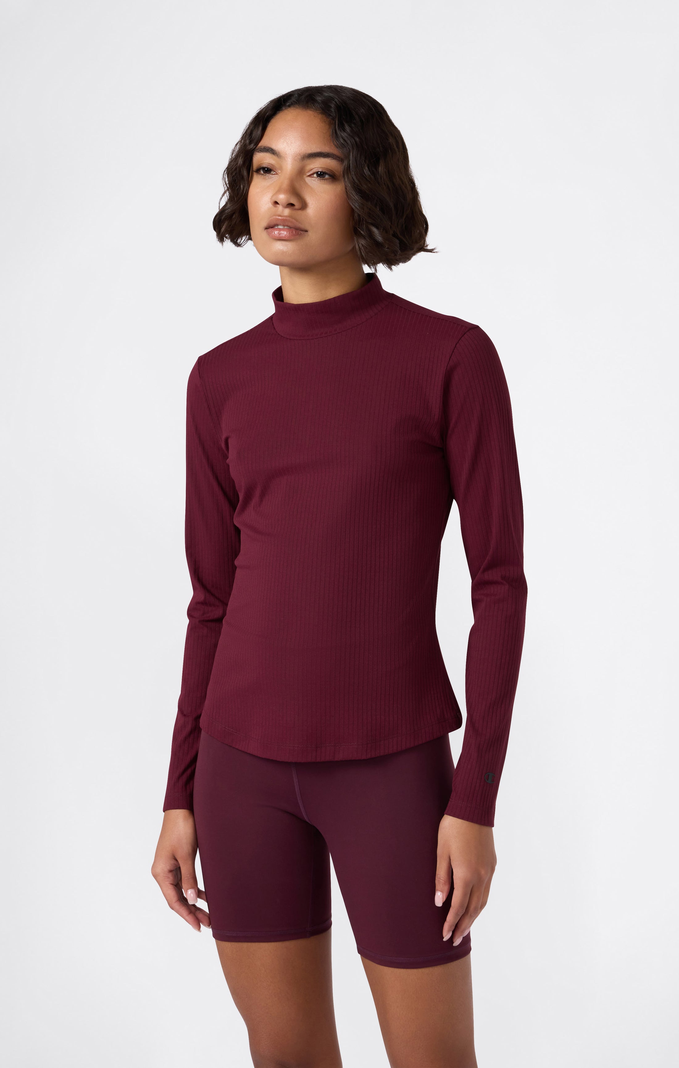 T-shirt a Maniche Lunghe da Donna a Costine Slim Fit C-Tech