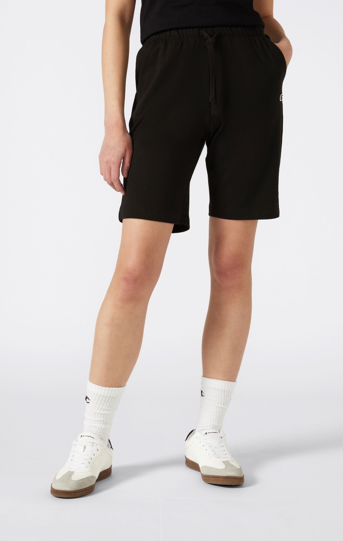 Slim Fit Women's Light Bermuda Shorts with Small C Logo Icons