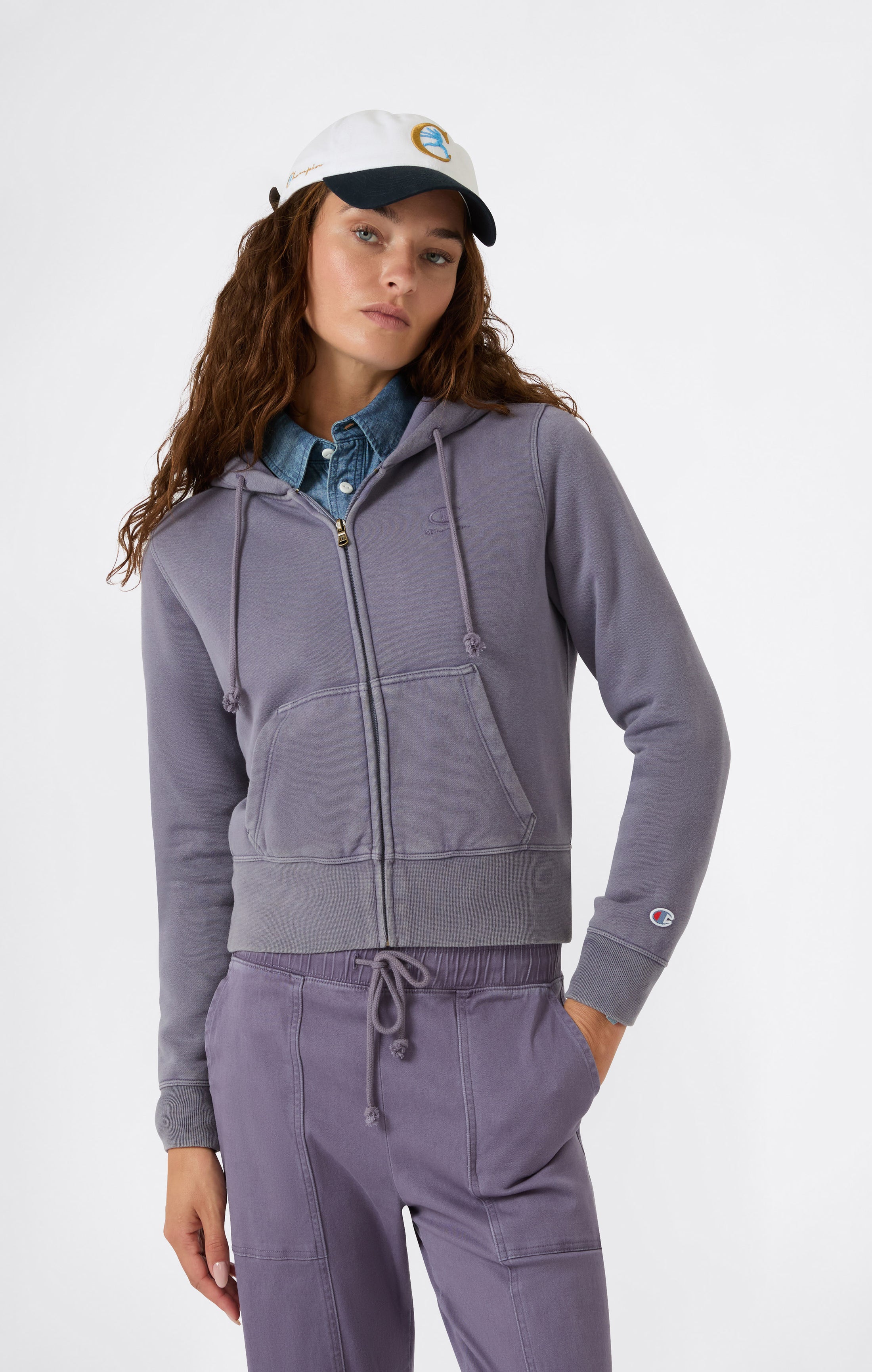 Sweatjacke Mit Durchgehendem Reißverschluss, Washed-Look Und Angerautem Innenmaterial Icons Damen