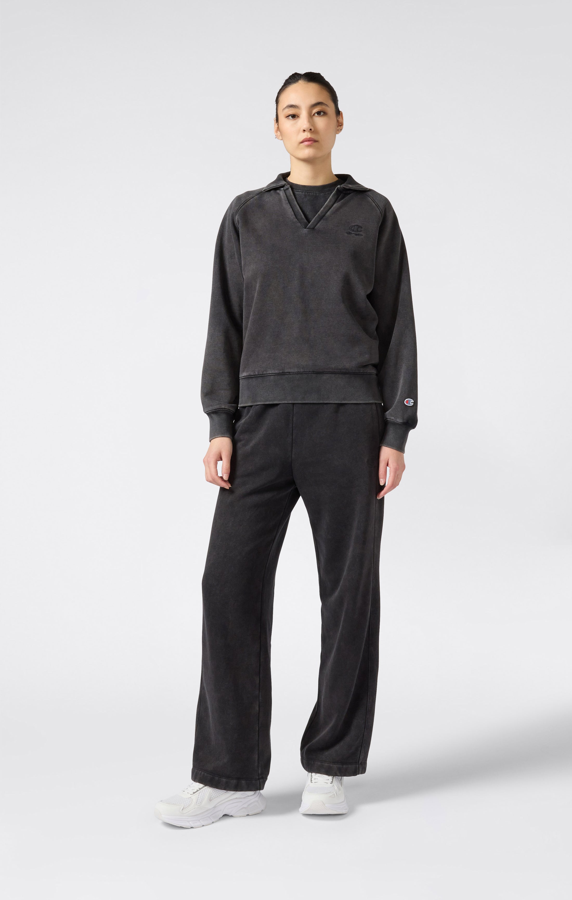 Sweat Col Polo Effet Délavé À Intérieur Gratté Icons Pour Femme