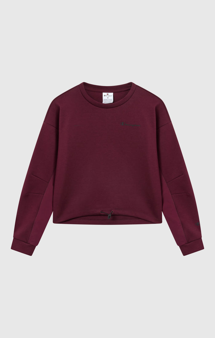 Damen Rundhals Pullover Mit Verstellbarem Saum C-Tech