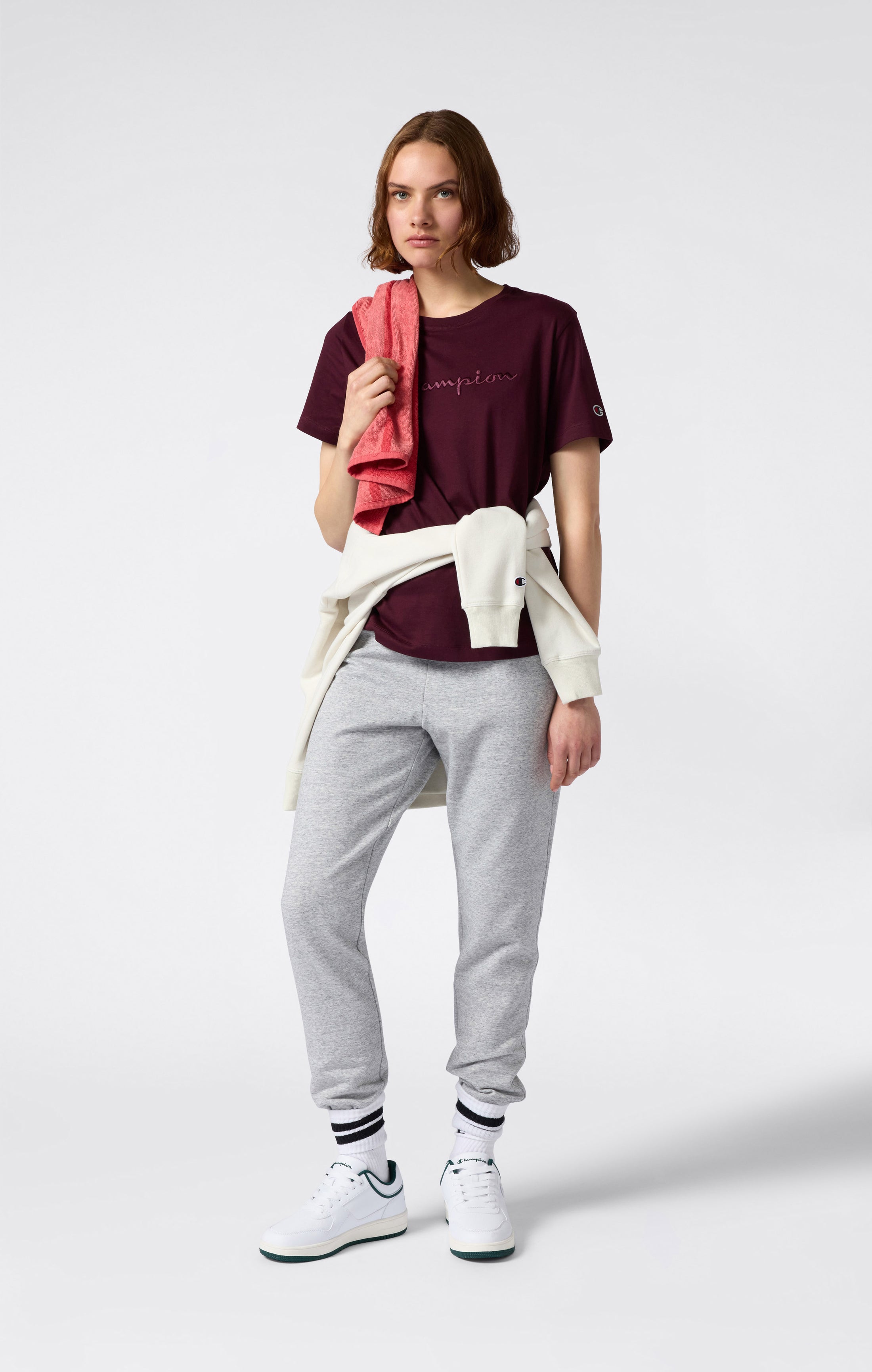 Damen T-Shirt Mit Script Logo Icons