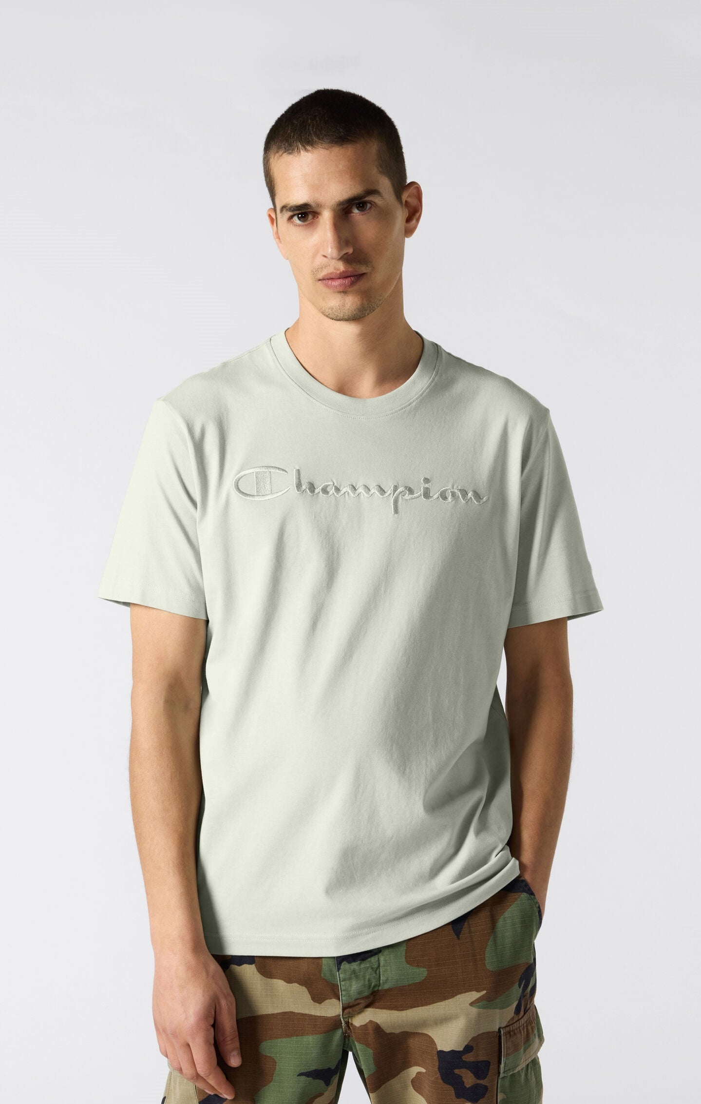 T-shirt in cotone con logo grande tono su tono Verde Menta icons