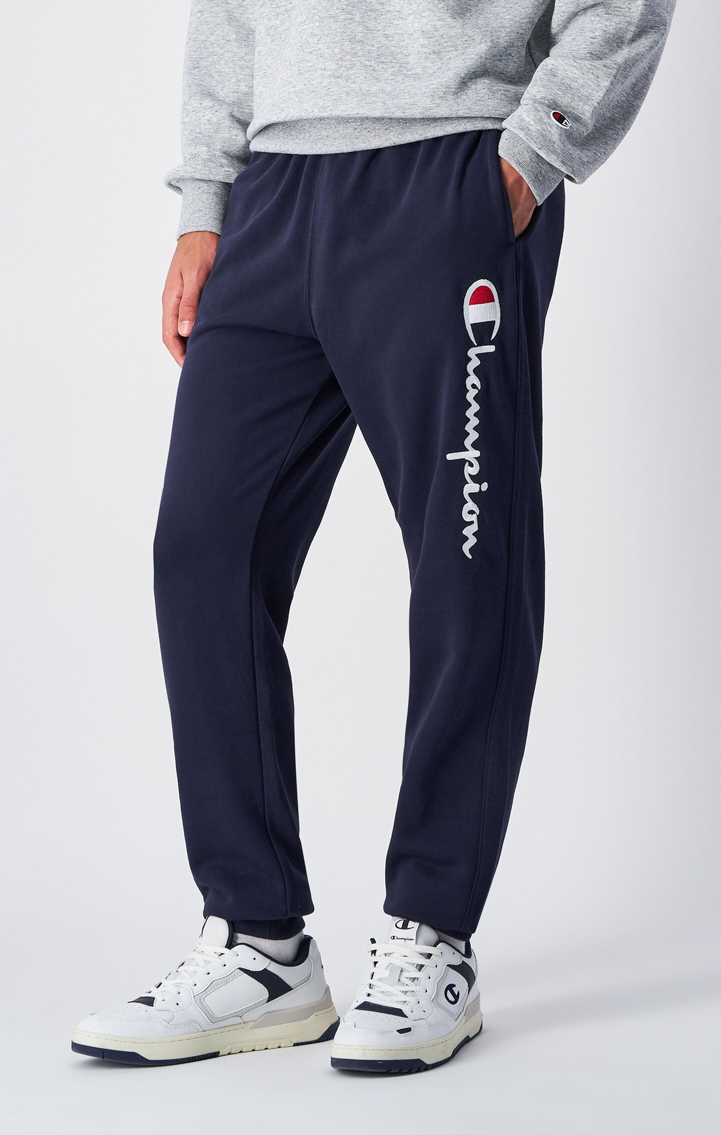 Men's Lightweight Jogger Sweatpants with Large Logo navy blue