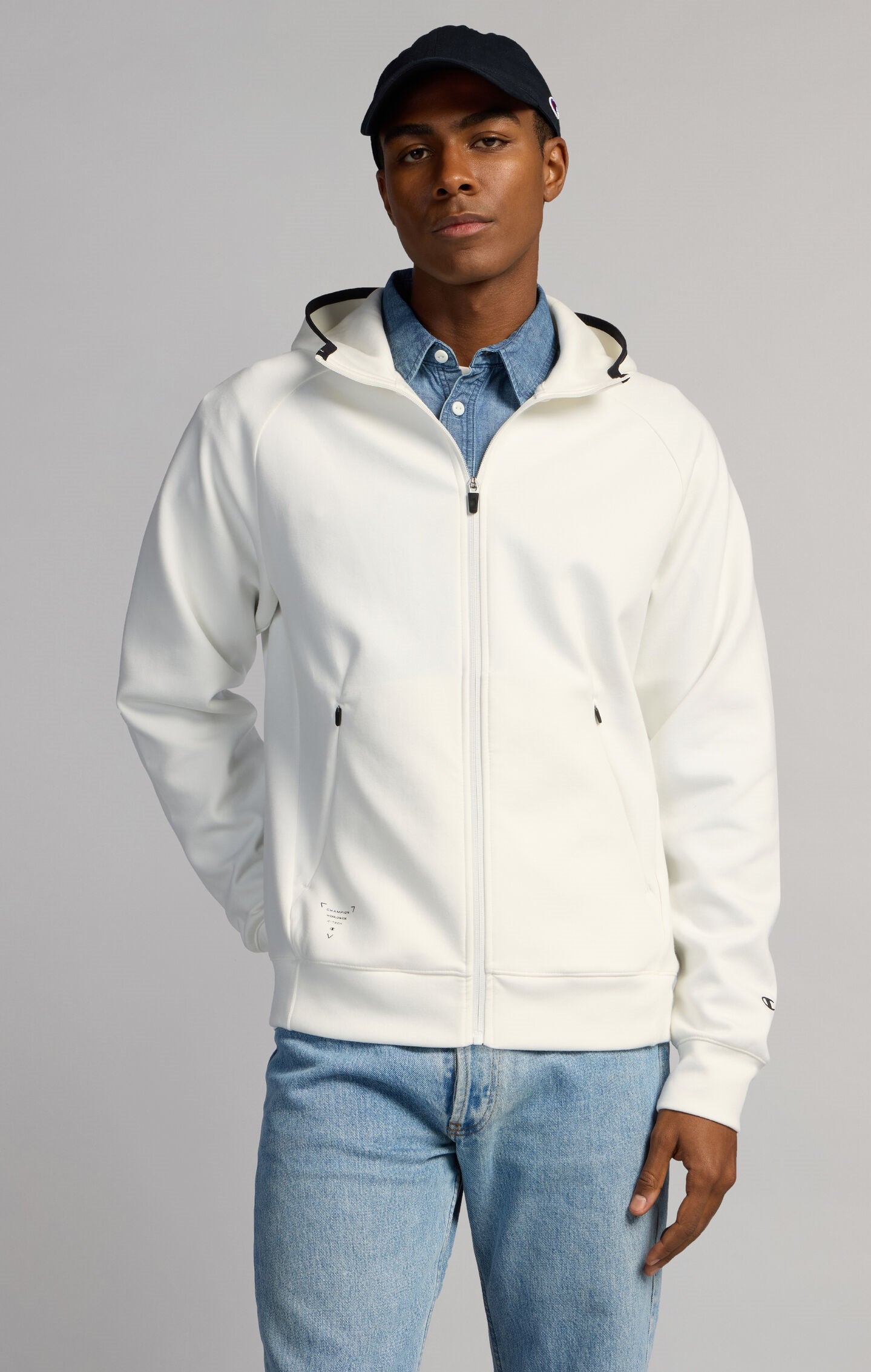 Sweat Zippé à Capuche Homme Coupe Slim en Interlock Stretch C-Tech
