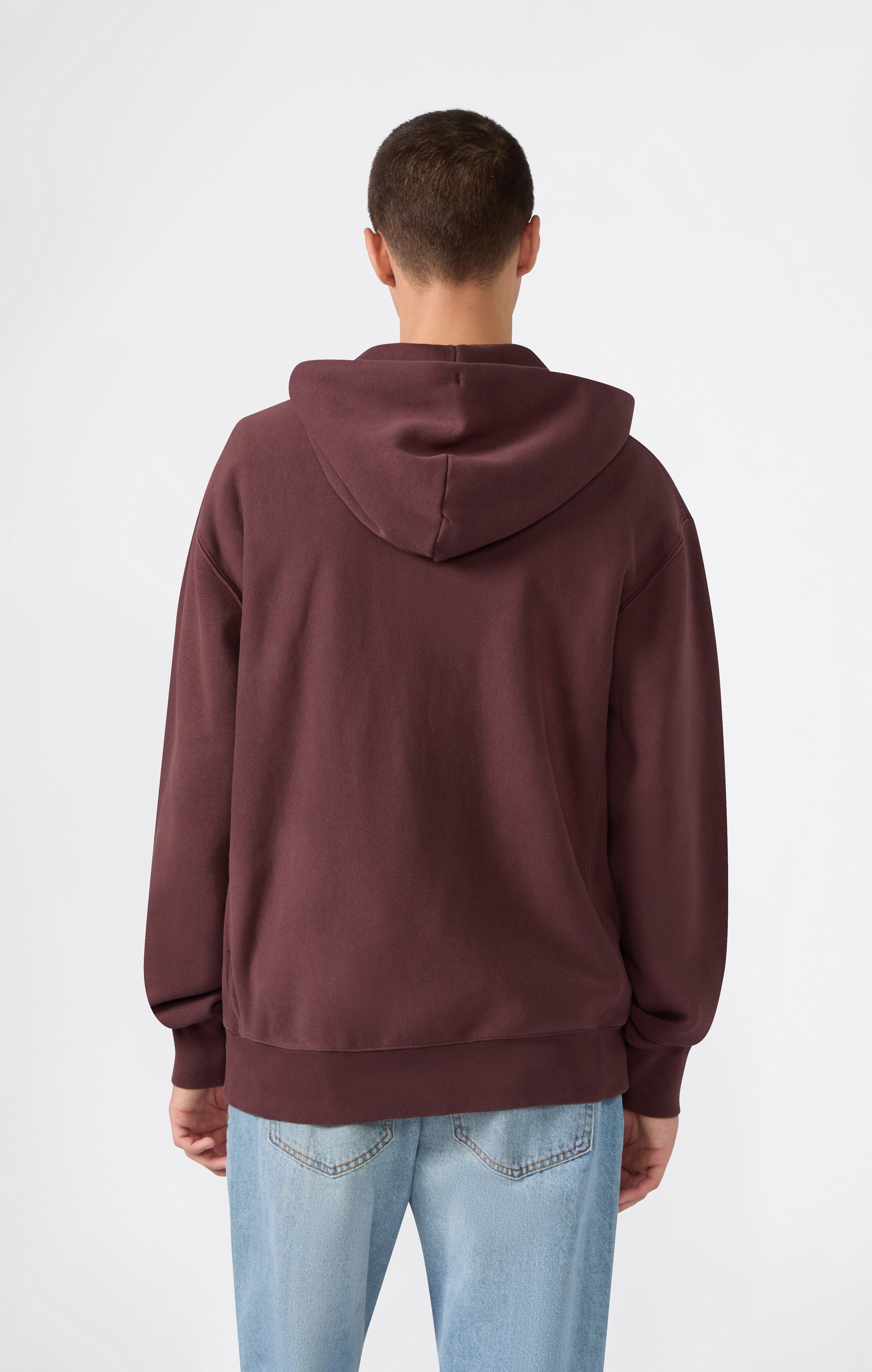Felpa con Cappuccio, Interno Felpato e Zip Intera Uomo Reverse Weave