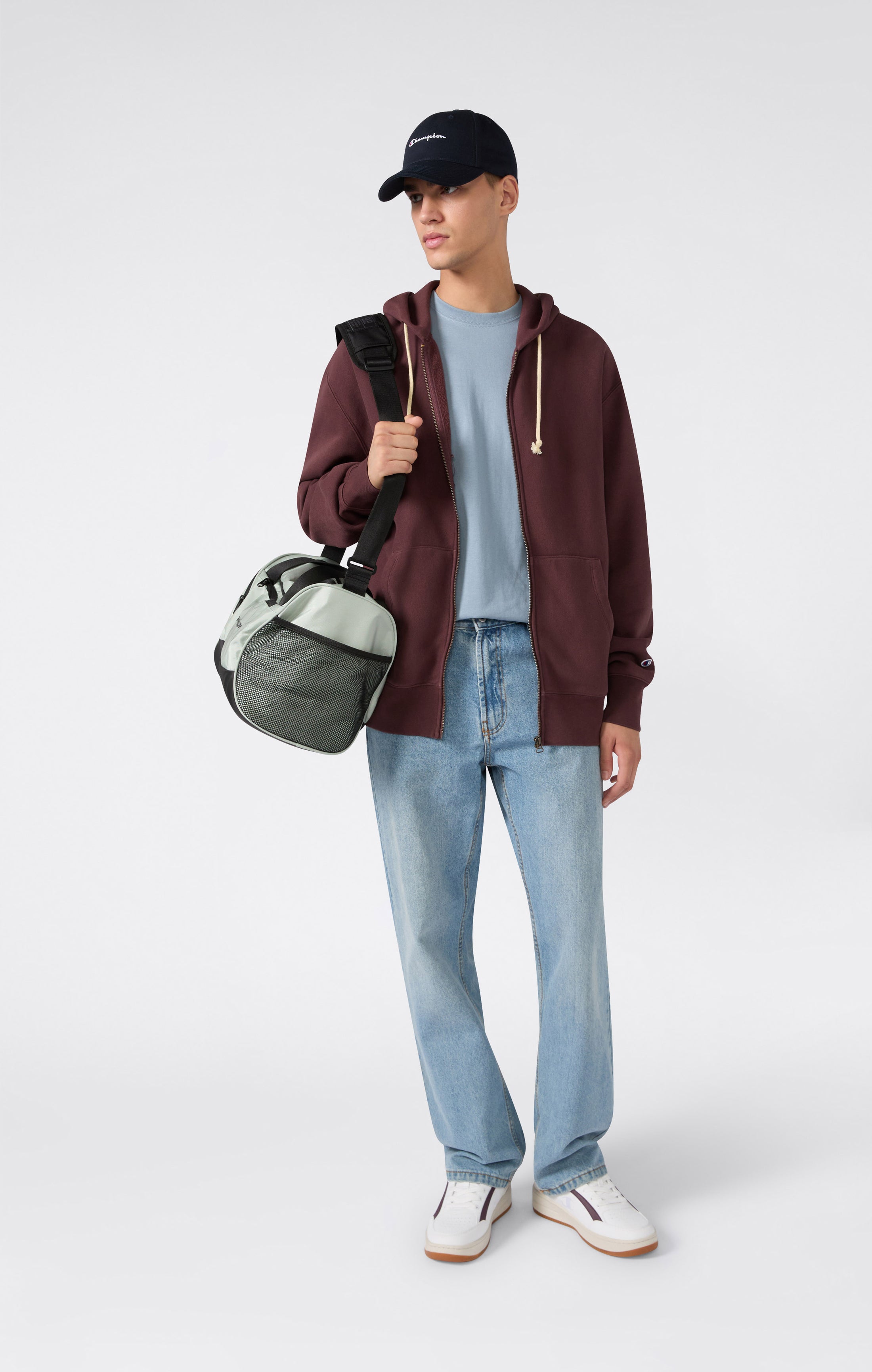Felpa con Cappuccio, Interno Felpato e Zip Intera Uomo Reverse Weave