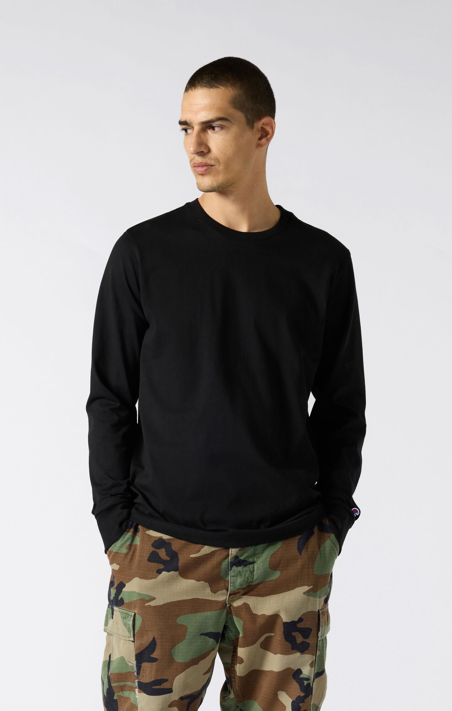 Oversize-Langarm-T-Shirt aus weicher schwerer Baumwolle für Herren