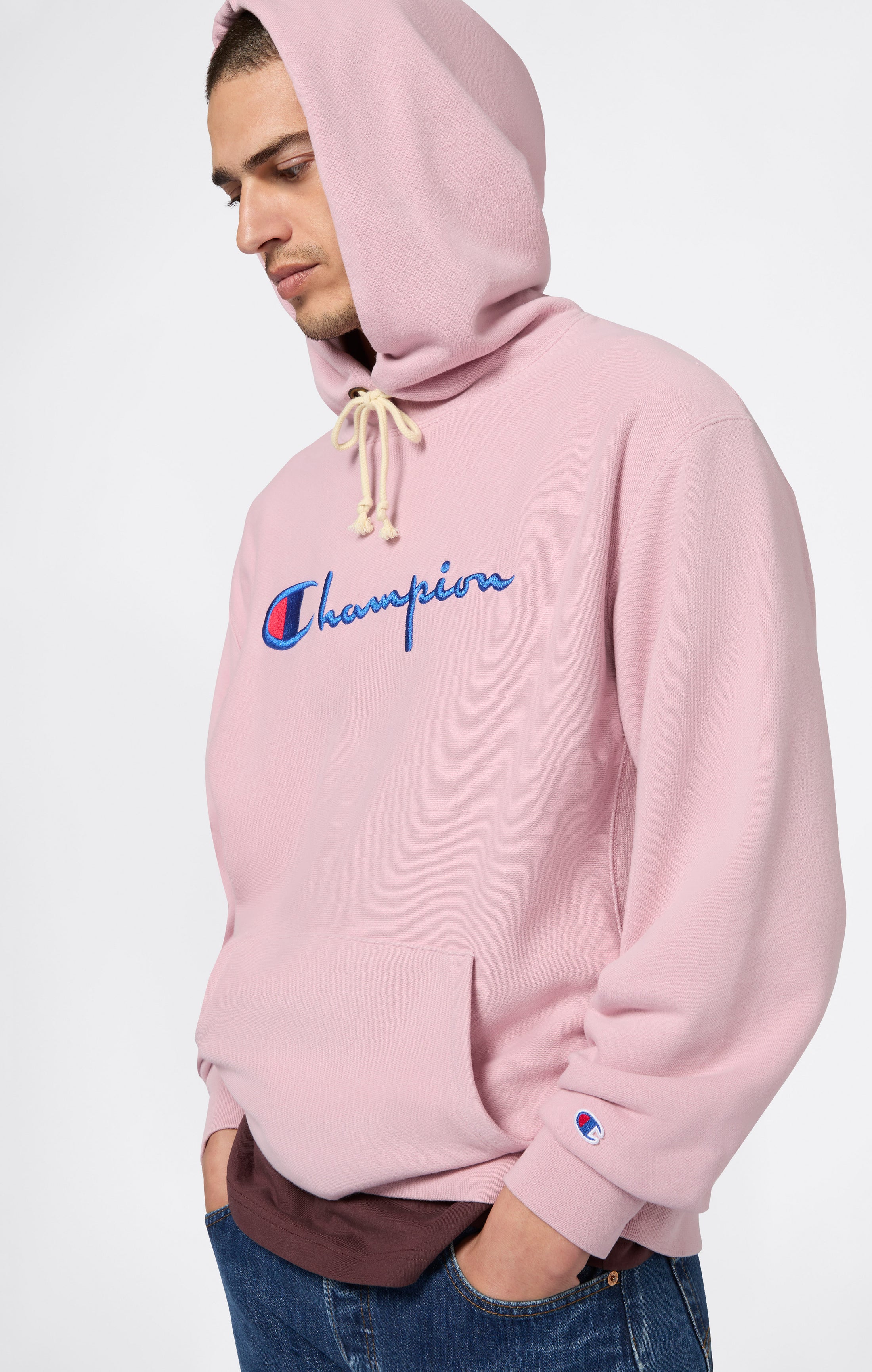 Felpa Uomo in Reverse Weave ampia con cappuccio