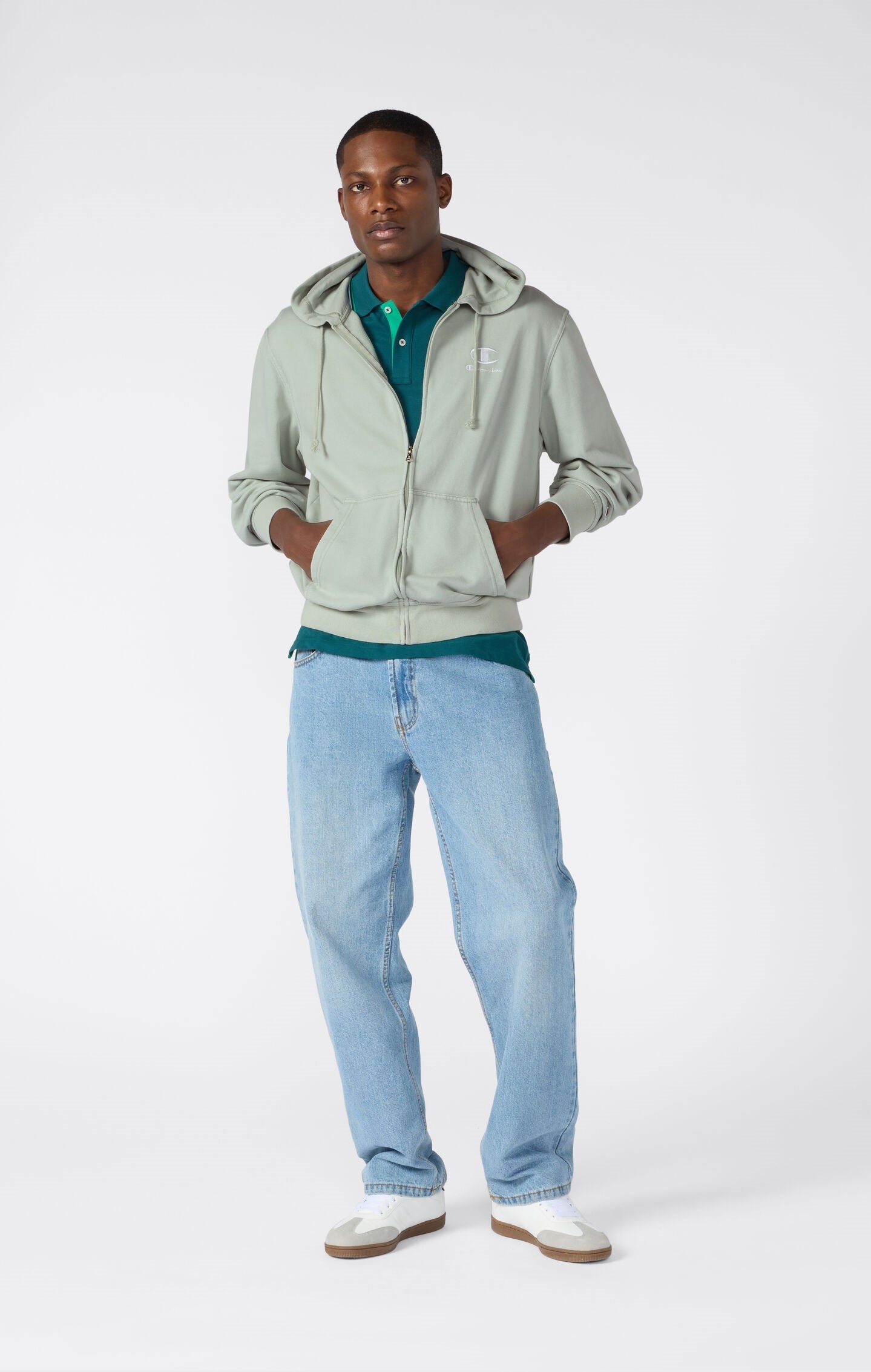 Men's Lightweight Washed-Effect Full-Zip Hoodie Icons