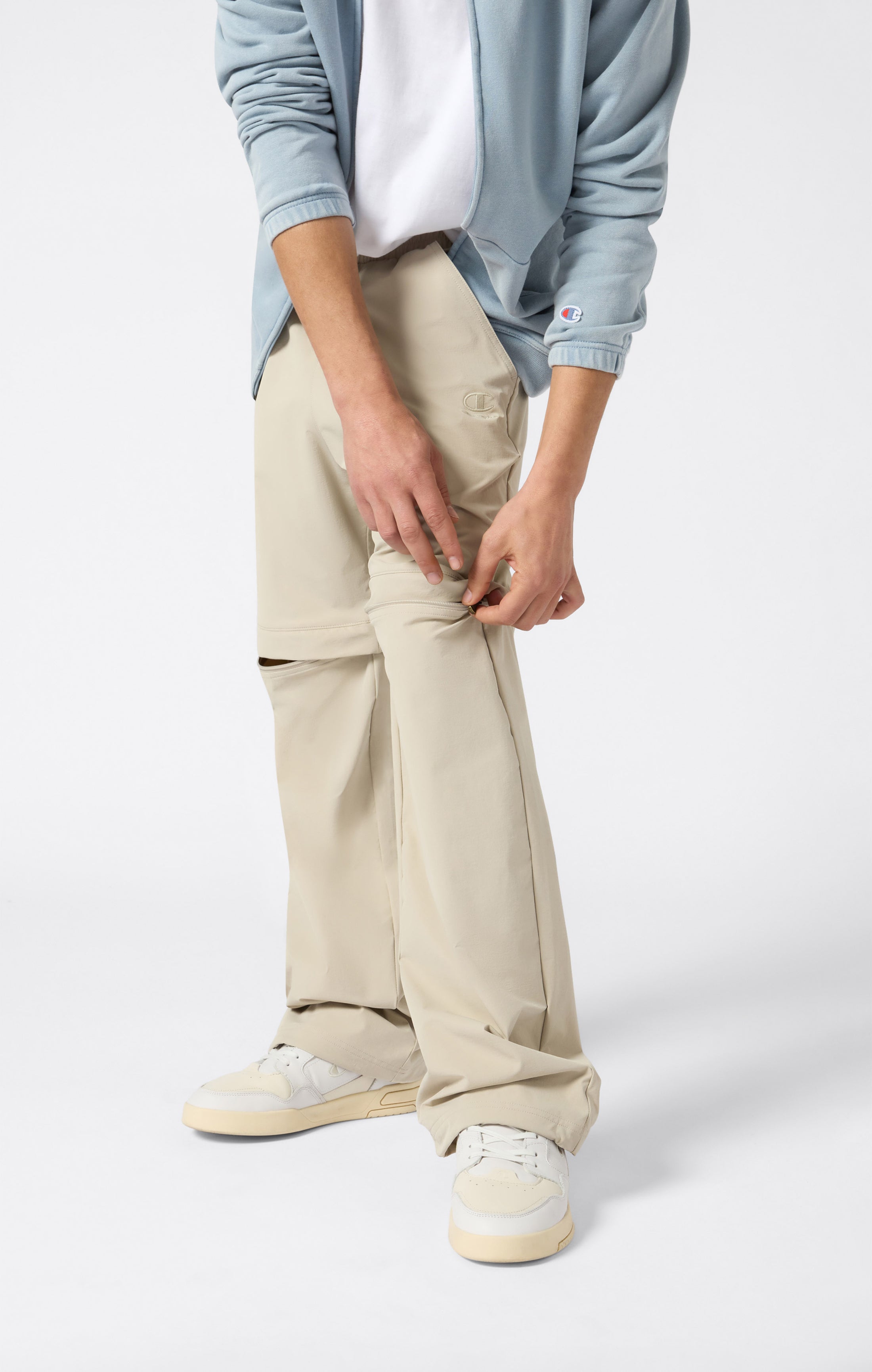 Pantaloni da Uomo in Nylon a Fit Largo Convertibili con Polsini Elasticizzati