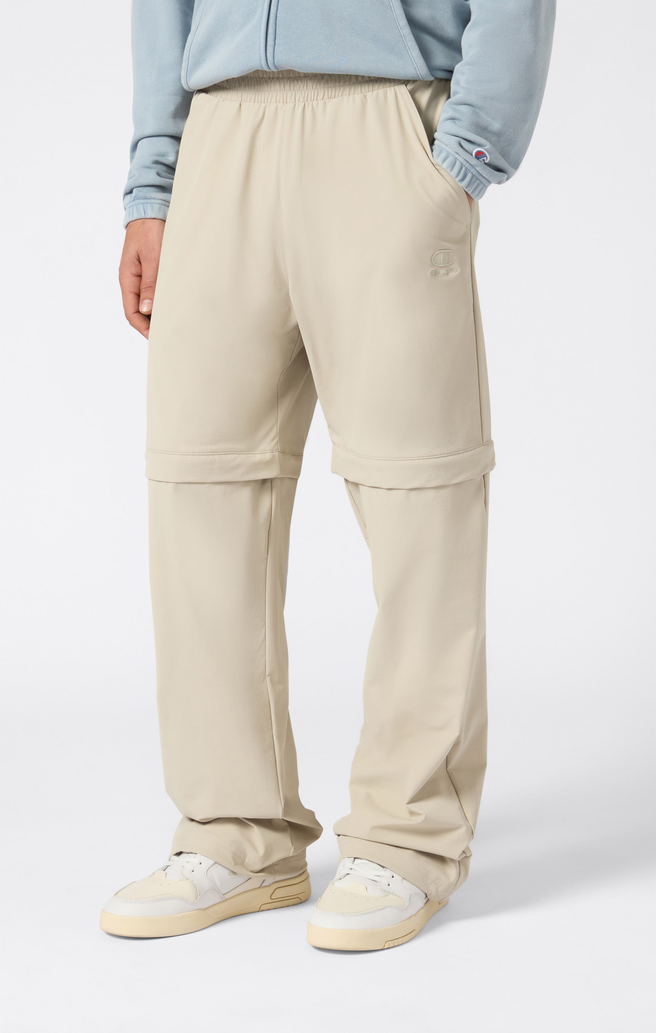Pantaloni da Uomo in Nylon a Fit Largo Convertibili con Polsini Elasticizzati