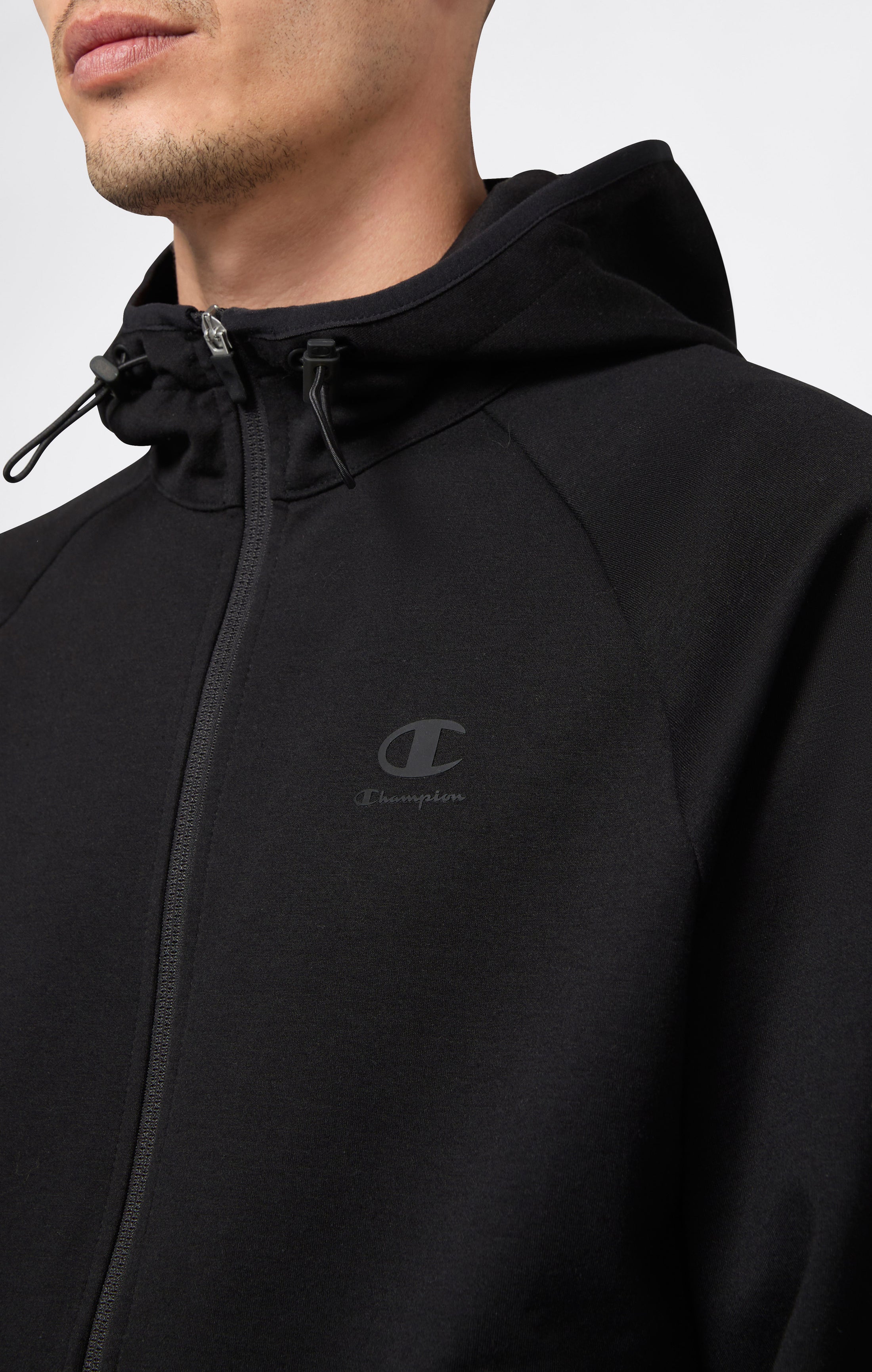 Men’s Stretch Poly-Cotton Full Zip Hooded Sweatshirt C-Tech