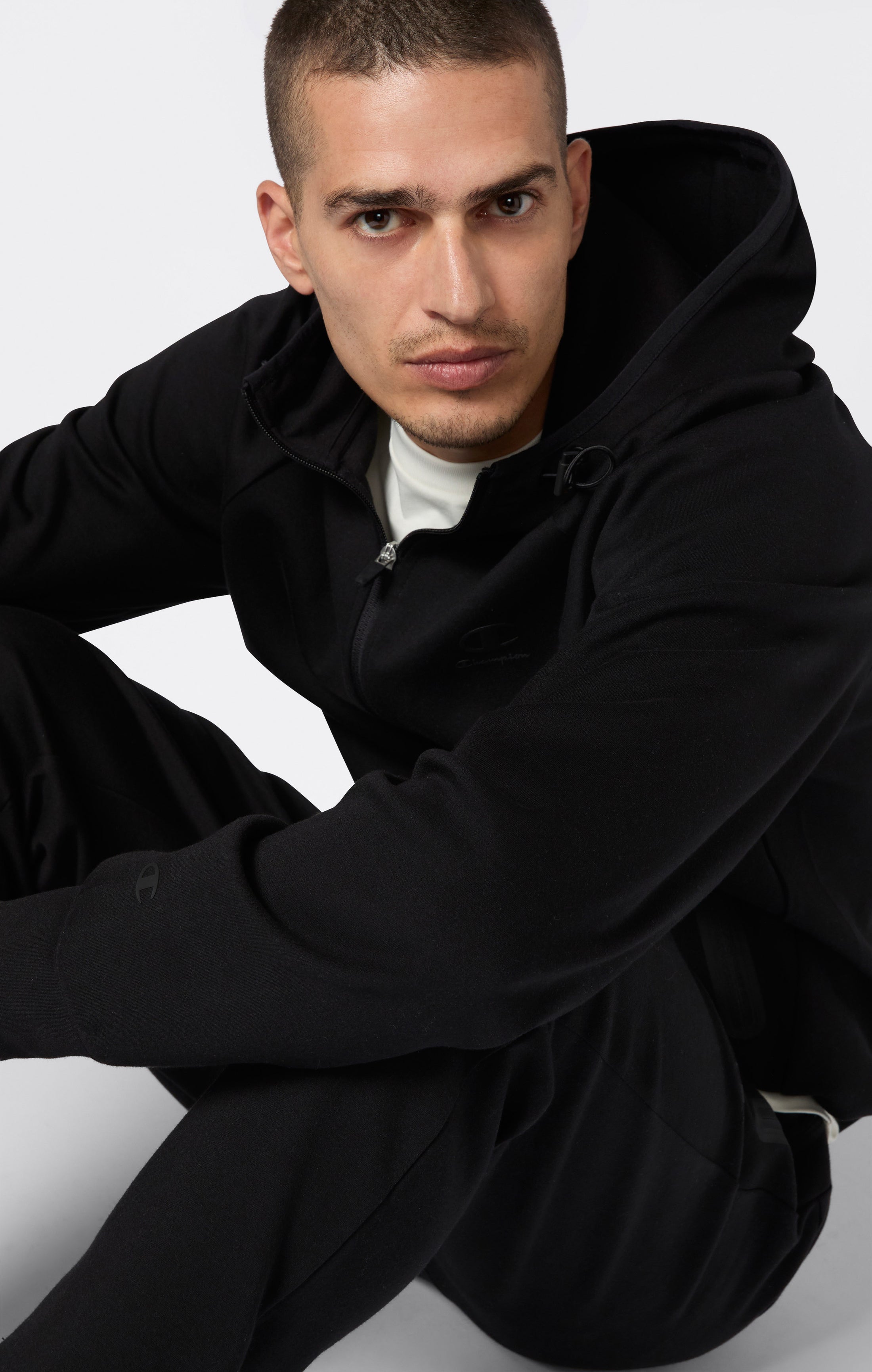 Men’s Stretch Poly-Cotton Full Zip Hooded Sweatshirt C-Tech