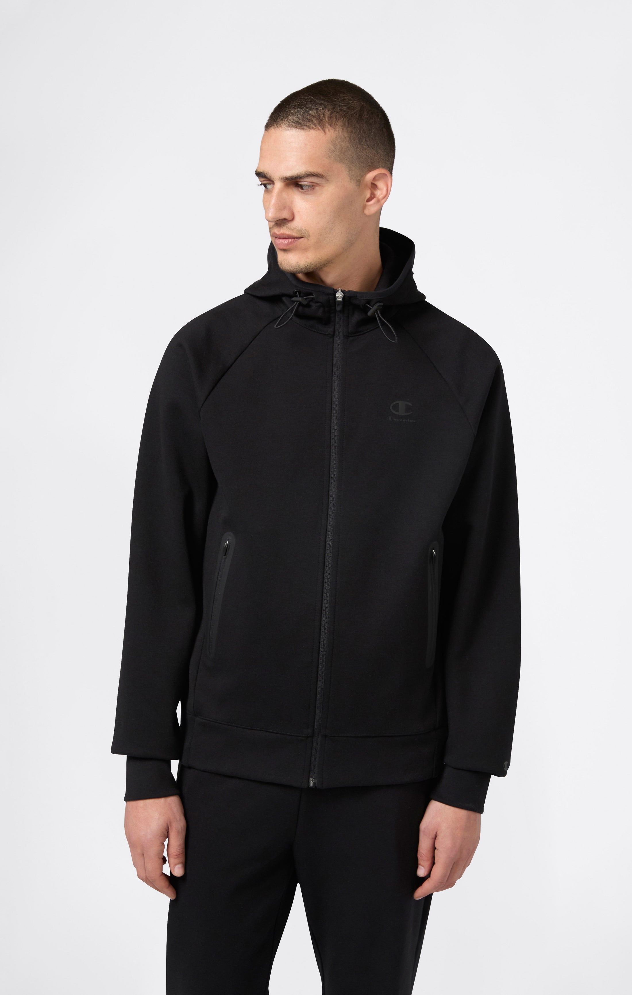 Men’s Stretch Poly-Cotton Full Zip Hooded Sweatshirt C-Tech