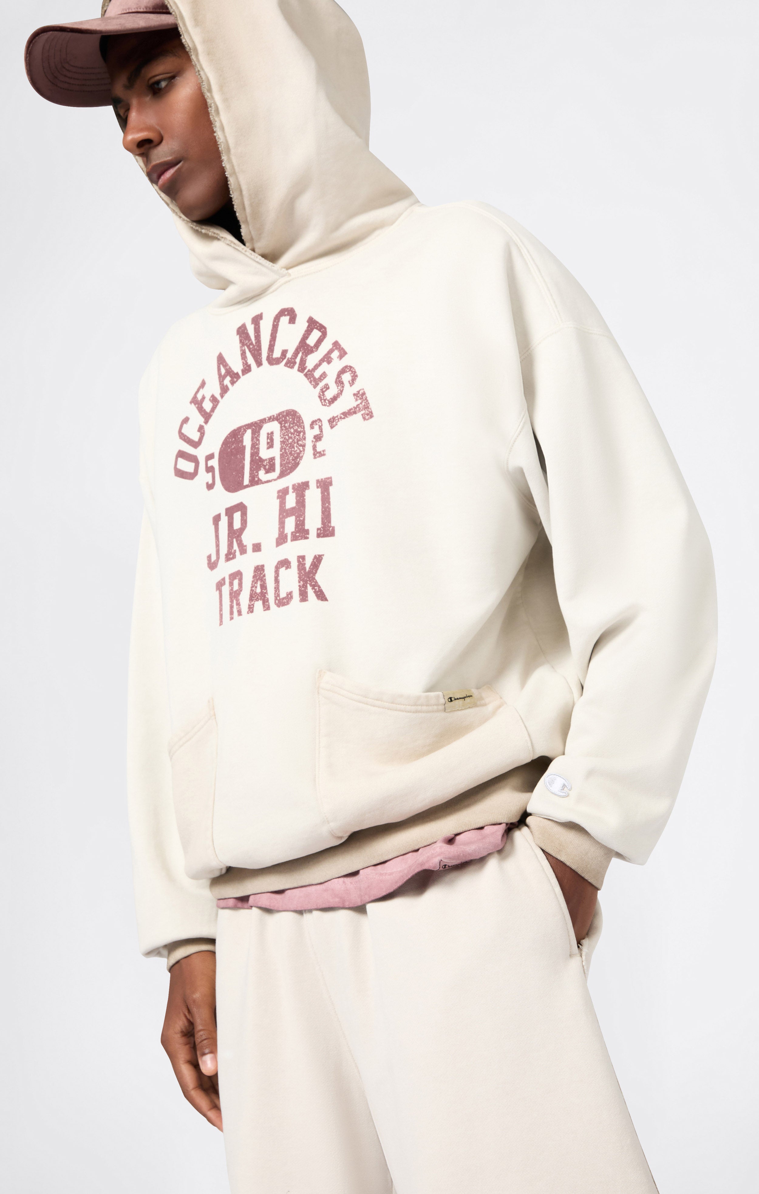 トップス Champion for RHC SS Sweat Men's Washed Hooded Sweatshirt Loose Fit Time Capsule Cream