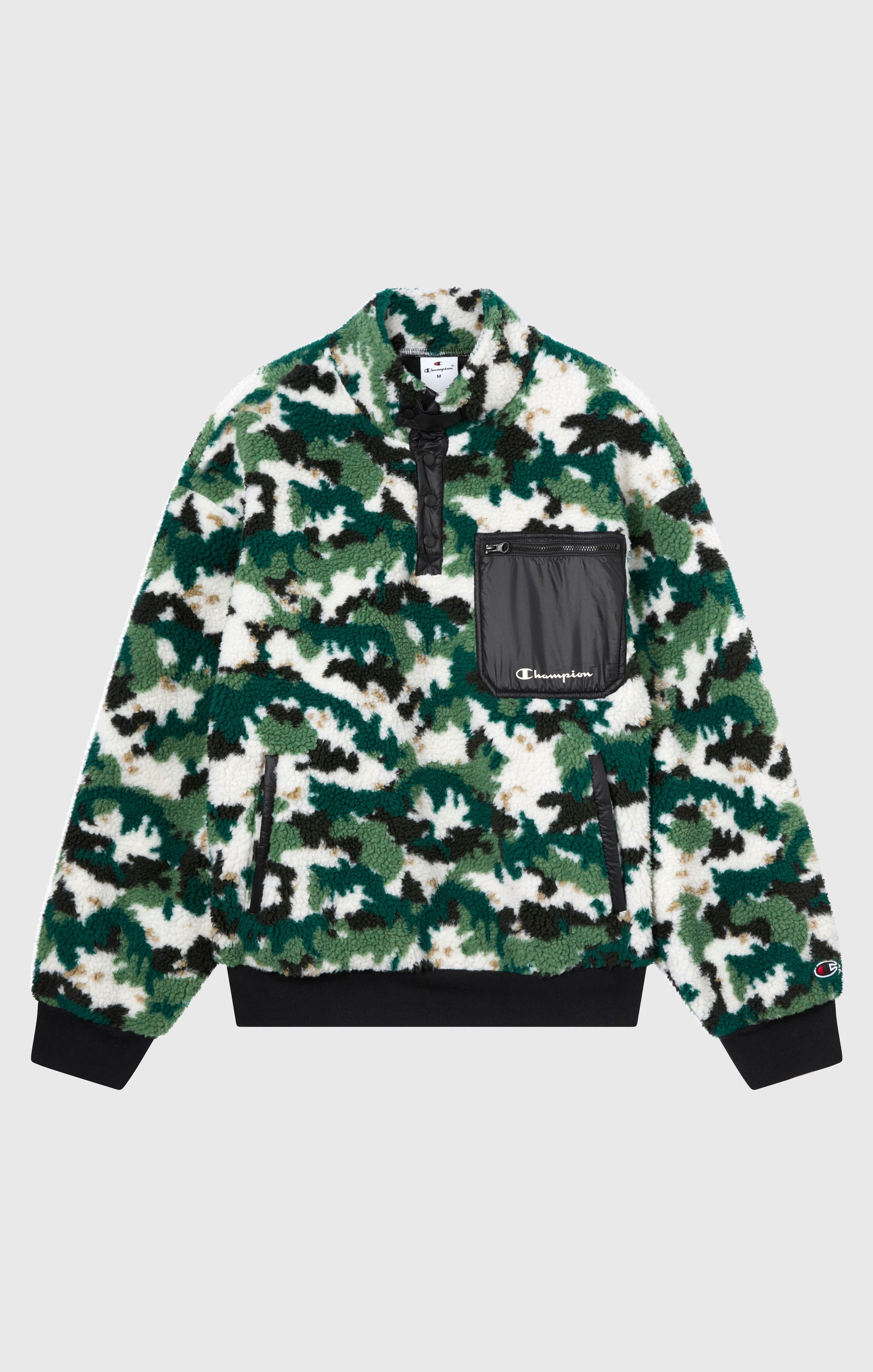 Herren-Polar-Teddy-Top mit halbem Reißverschluss und Print