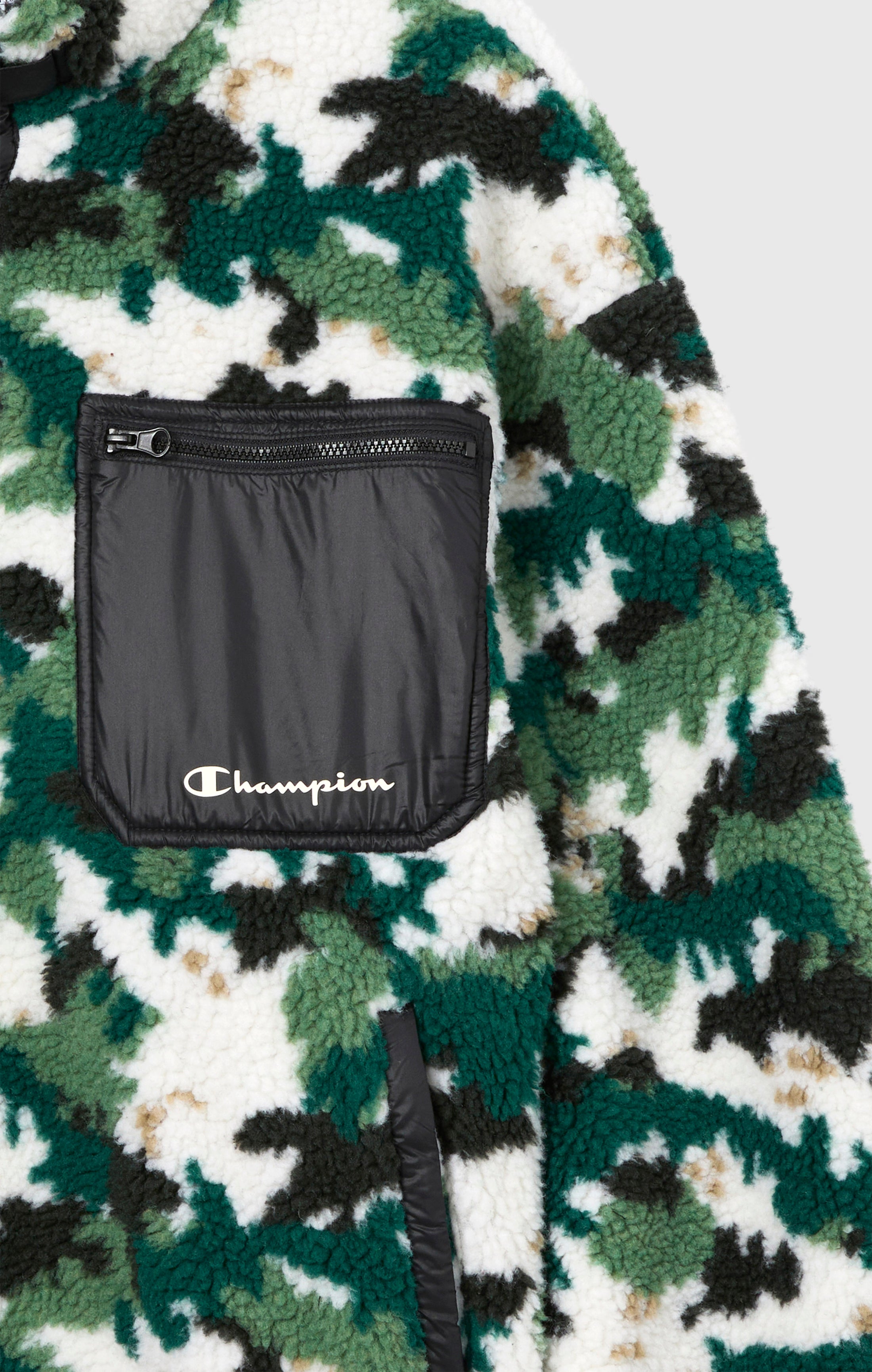 Herren-Polar-Teddy-Top mit halbem Reißverschluss und Print