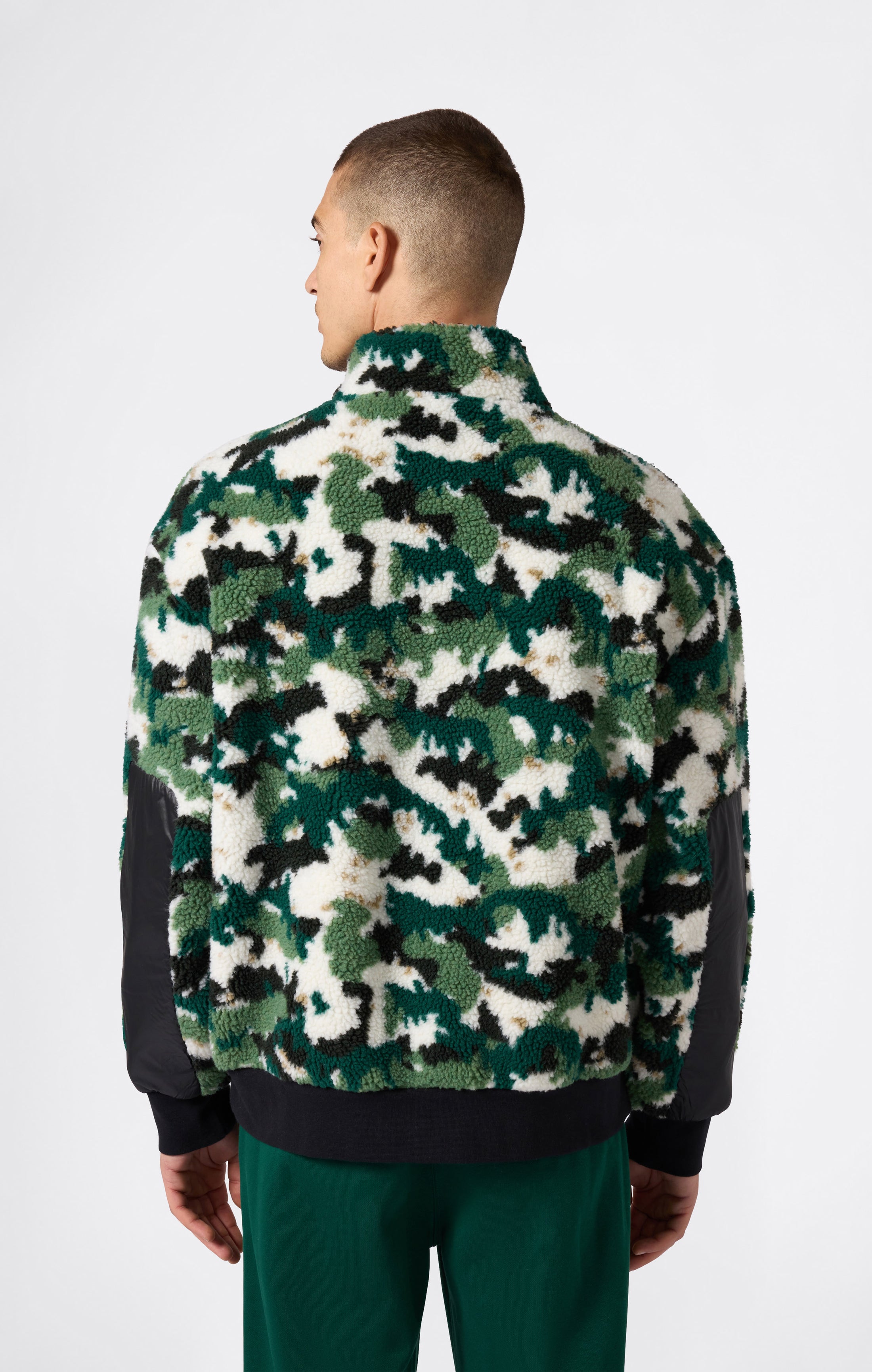 Herren-Polar-Teddy-Top mit halbem Reißverschluss und Print