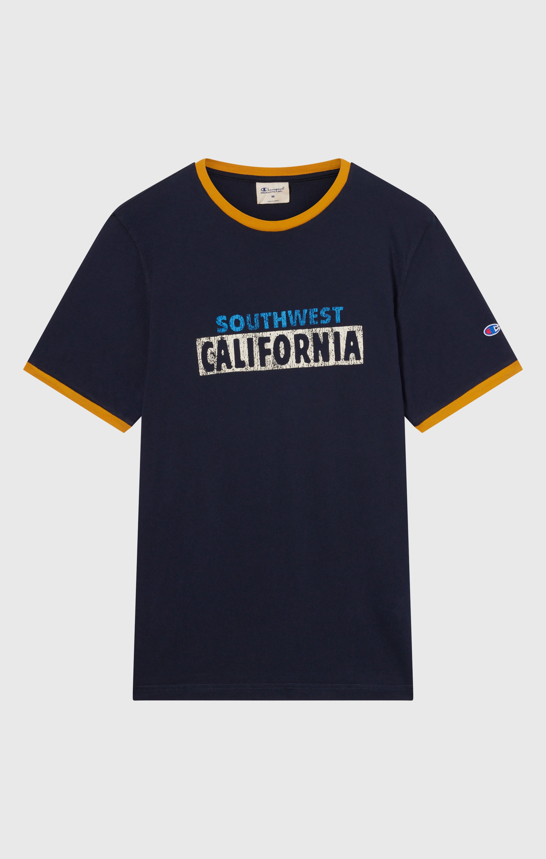 T-shirt homme à col rond avec imprimé et bordures contrastantes