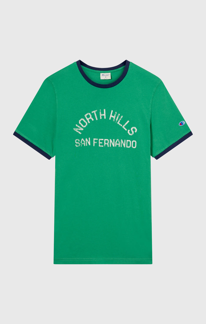 T-shirt homme à col rond avec imprimé et bordures contrastantes