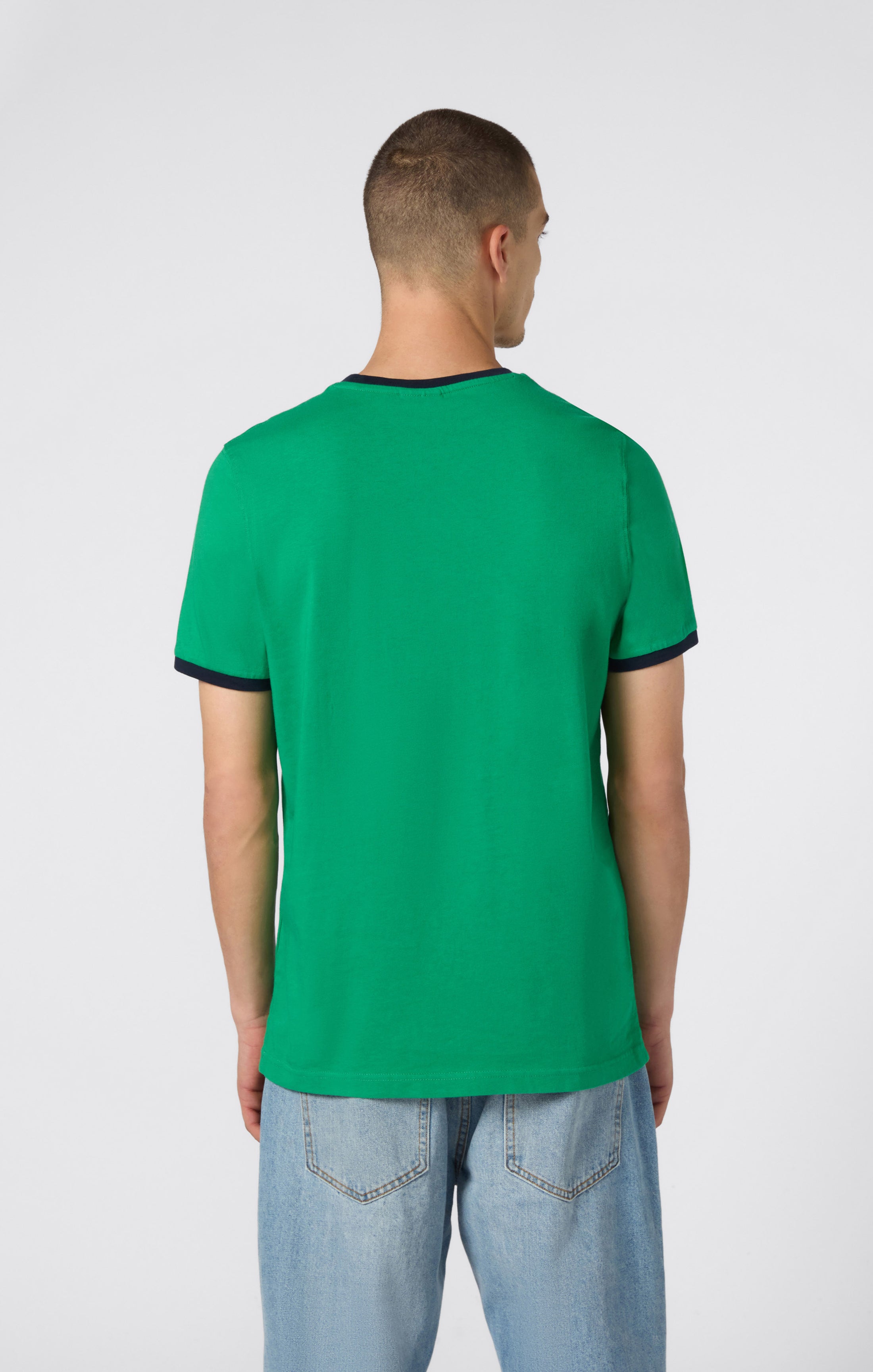 T-shirt homme à col rond avec imprimé et bordures contrastantes