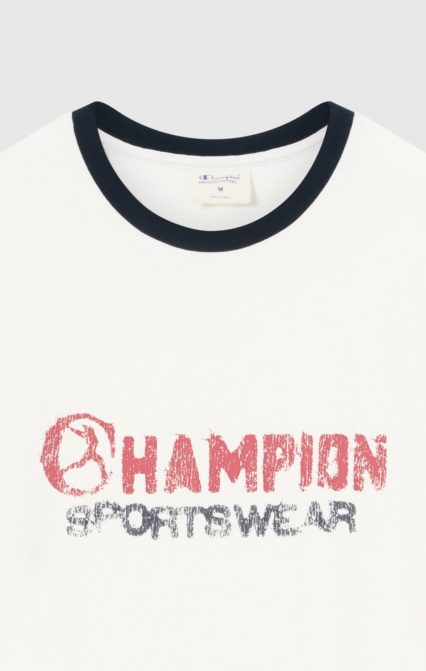 T-shirt homme à col rond avec imprimé et bordures contrastantes