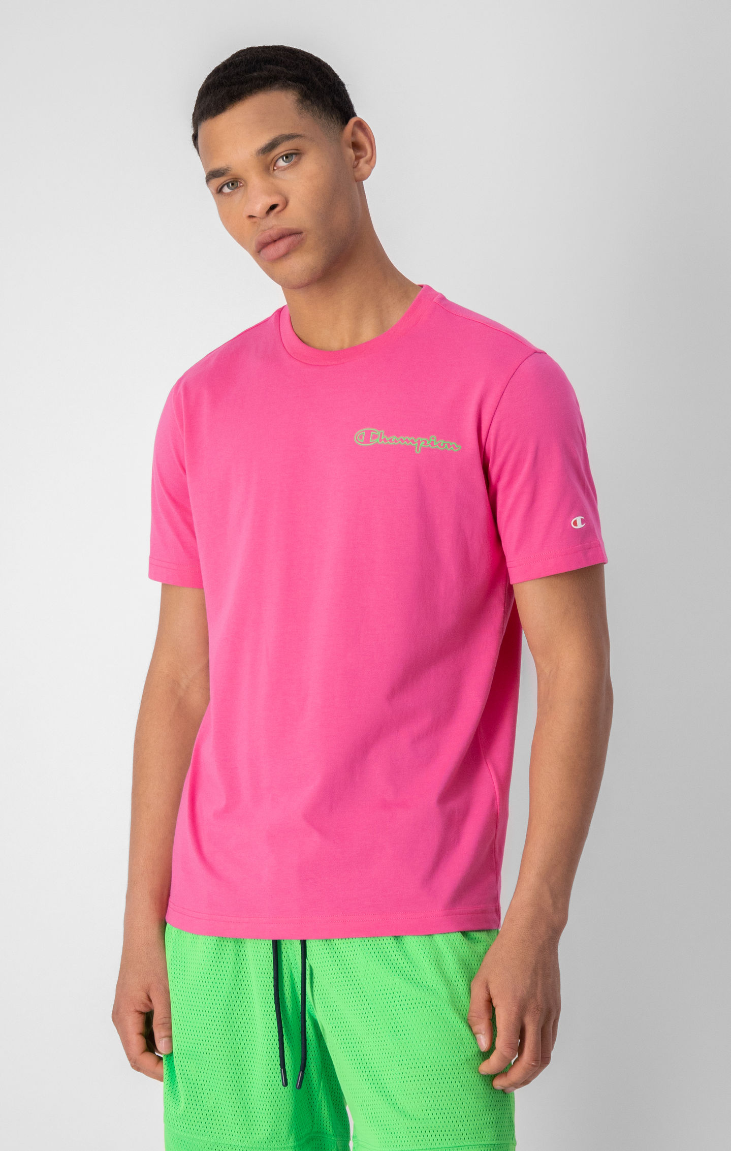 Fuchsia Neon Logo Cotton T-Shirt