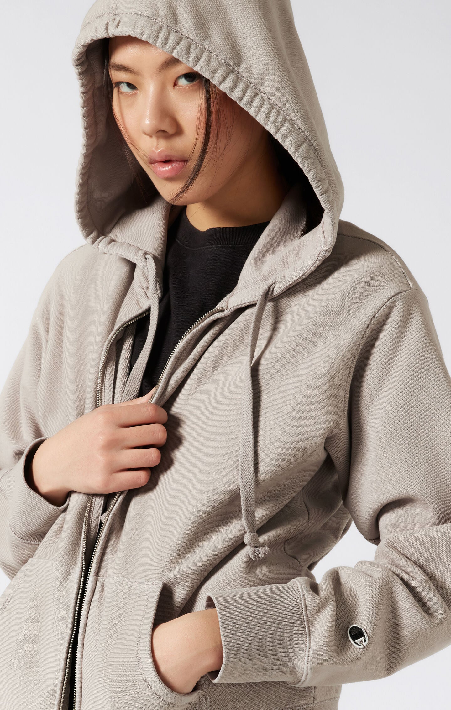 Women's Reverse Weave Washed Loose Fit Hooded Full Zip Sweatshirt