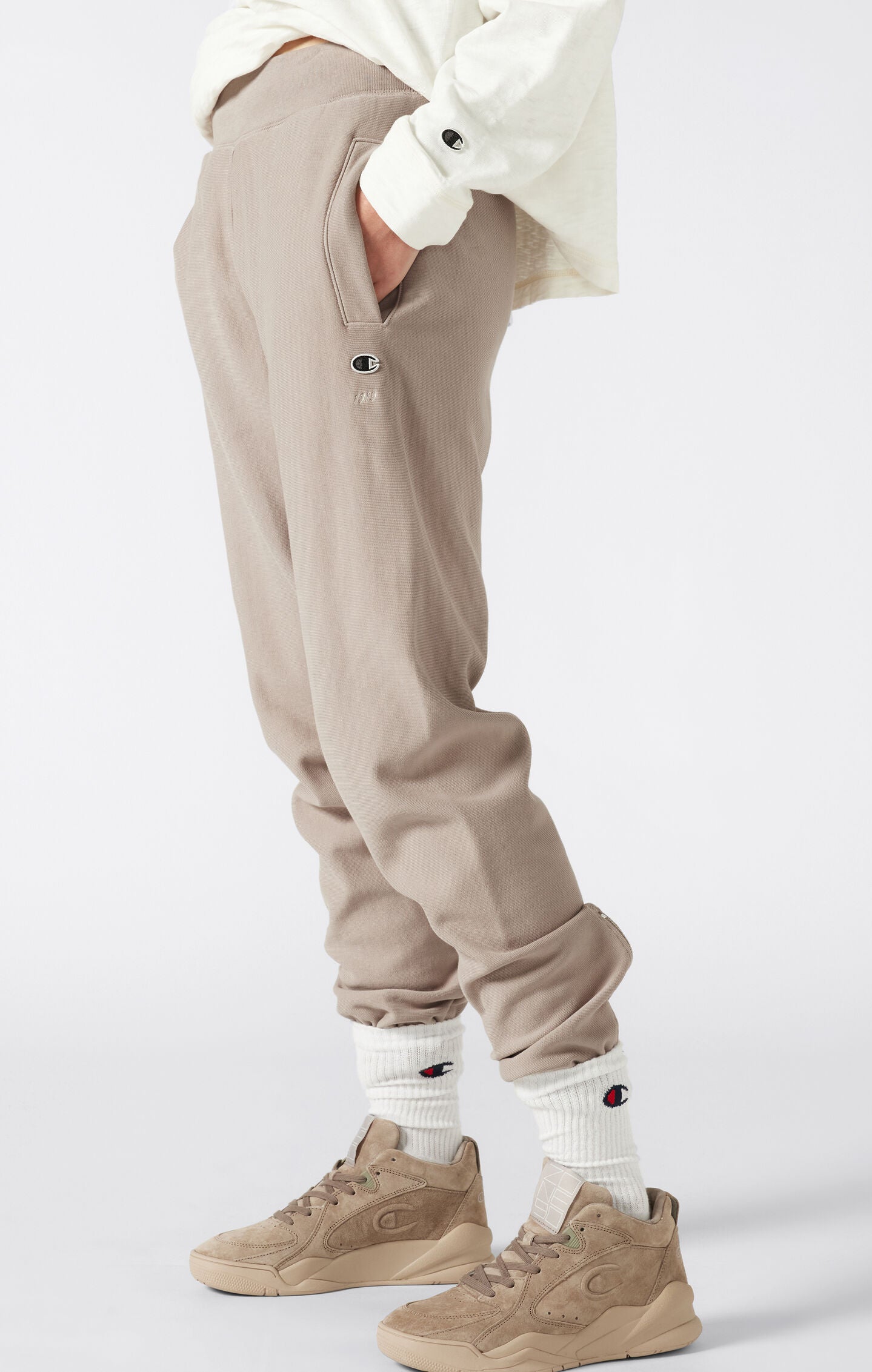 Pantaloni Donna Reverse Weave effetto lavato con polsini elasticizzati