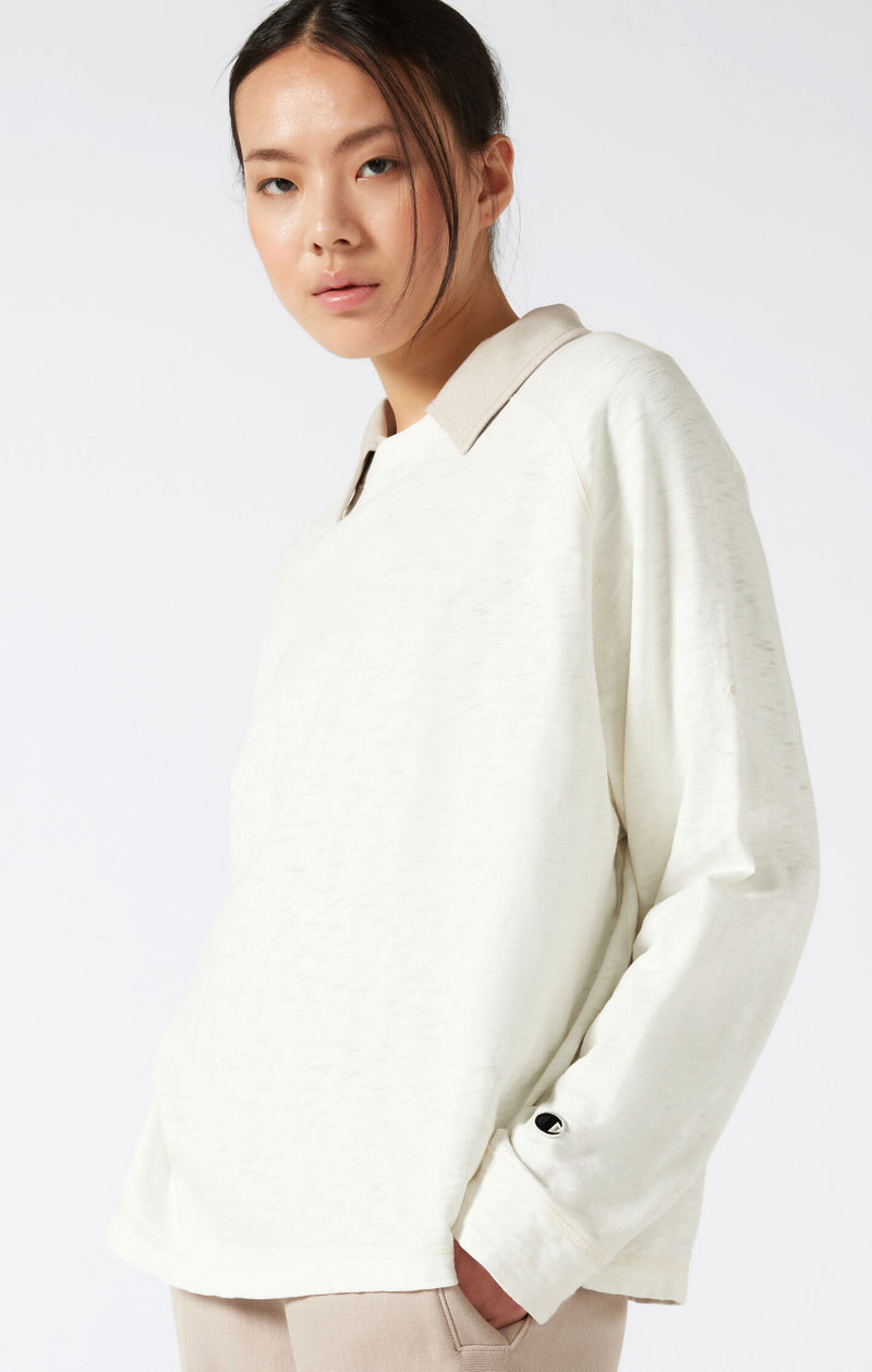 Women's Reverse Weave Washed Long Sleeve Crewneck T-Shirt