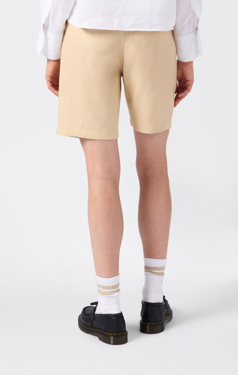 Bermudas de mujer de mezcla de lino lavado