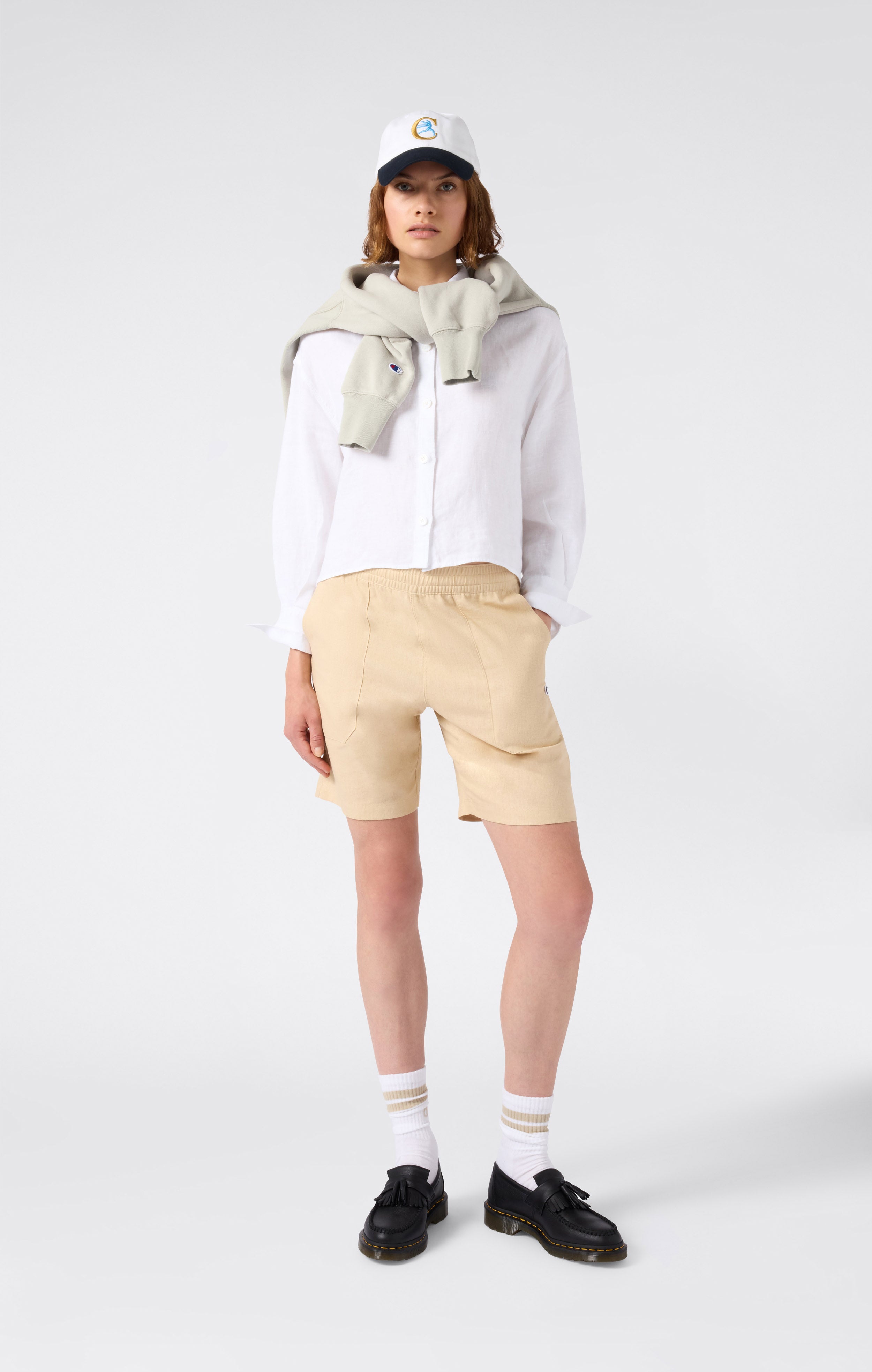 Bermuda da donna in misto lino lavato