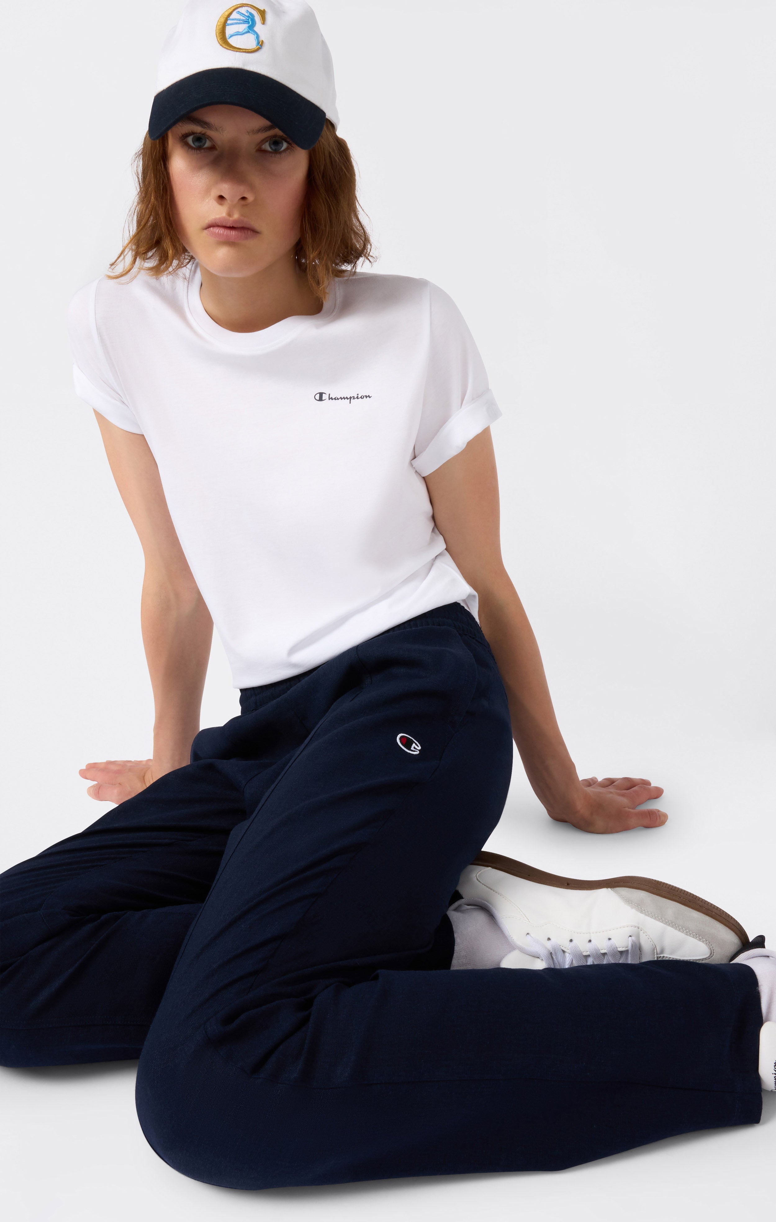 Pantalón de mujer de mezcla de lino con dobladillo recto