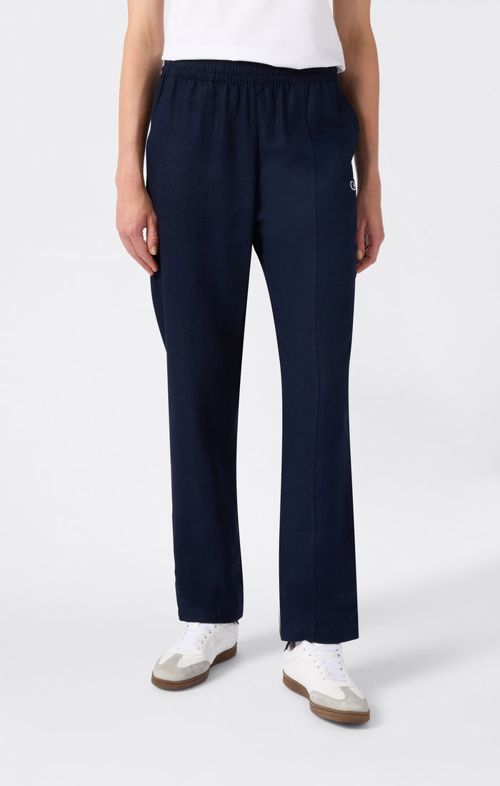 Pantaloni da donna in misto lino con orlo dritto