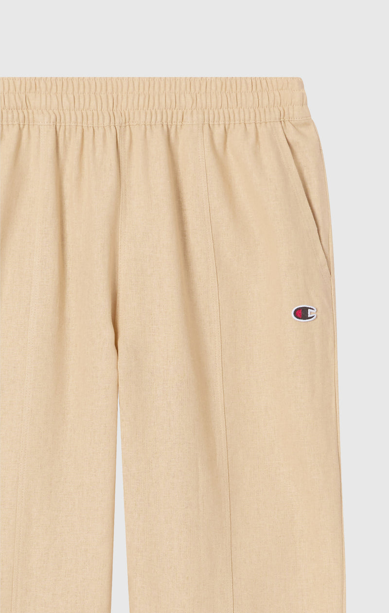 Pantaloni da donna in misto lino con orlo dritto