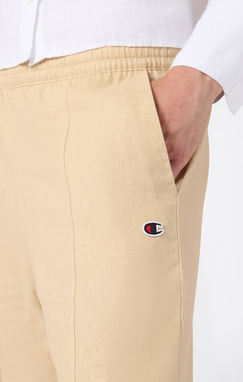 Pantaloni da donna in misto lino con orlo dritto