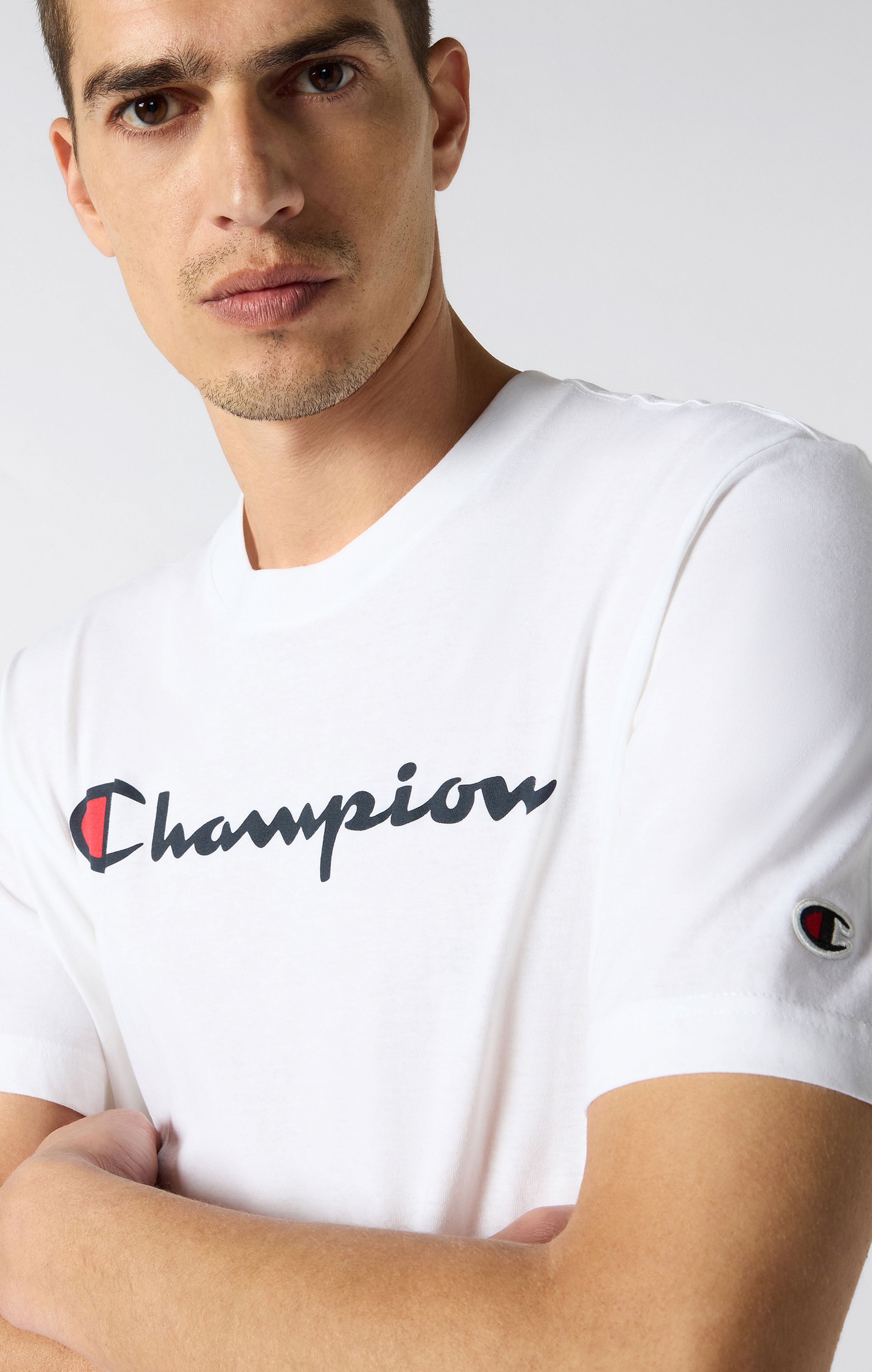 Camiseta de punto de algodón con logotipo grande