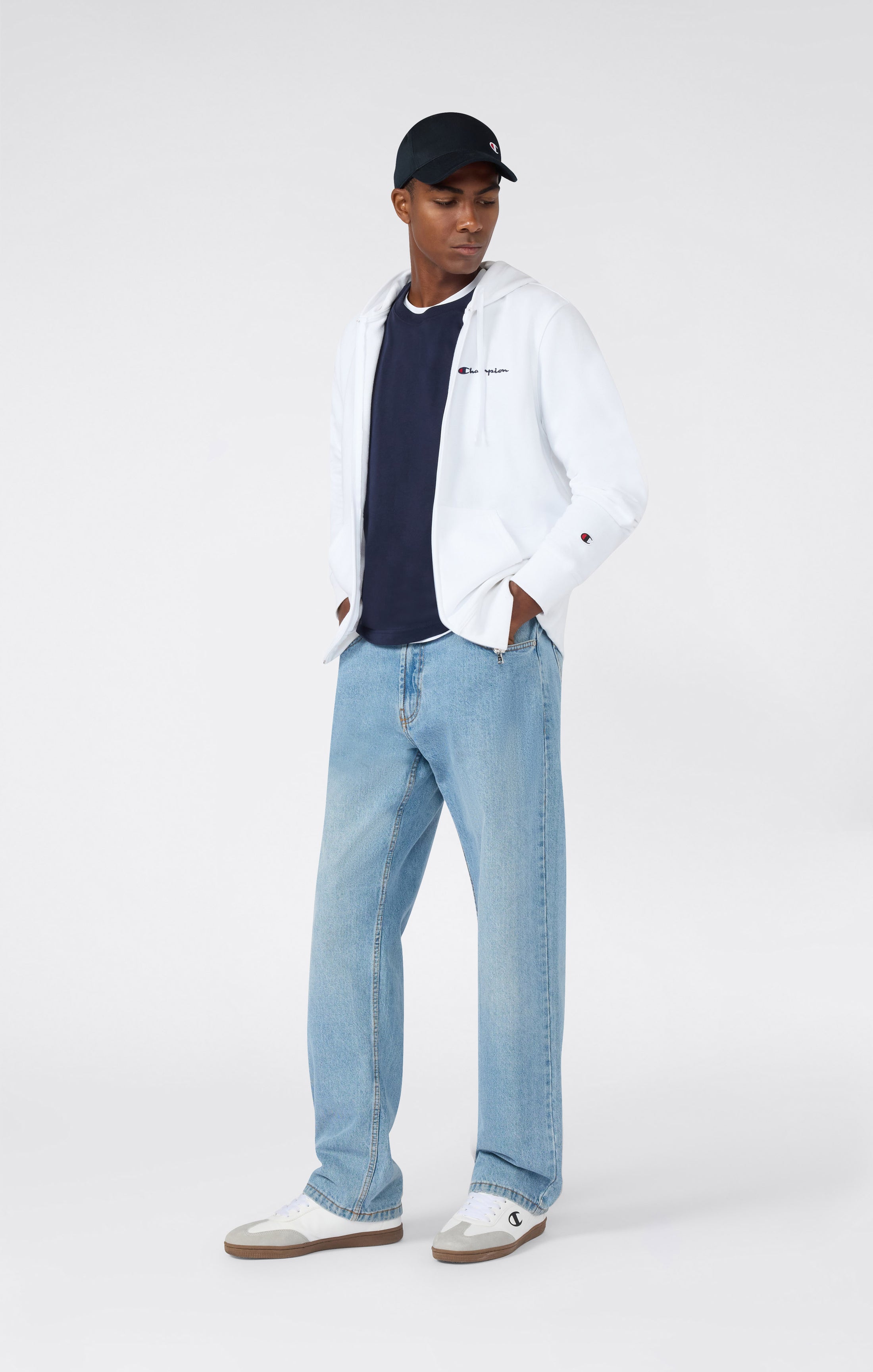 Men's Lightweight Slim Fit Hoodie with Full Zip and Small Logo