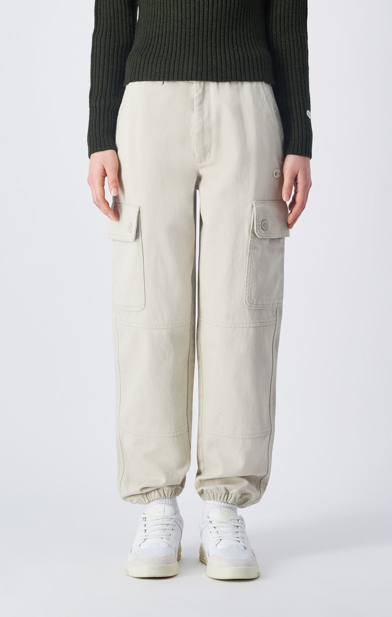 Organic Cotton Cargo Trousers Off-White surplus utility