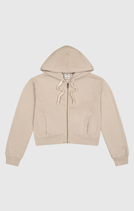 Vintage Wash Cropped Full-Zip Hoodie