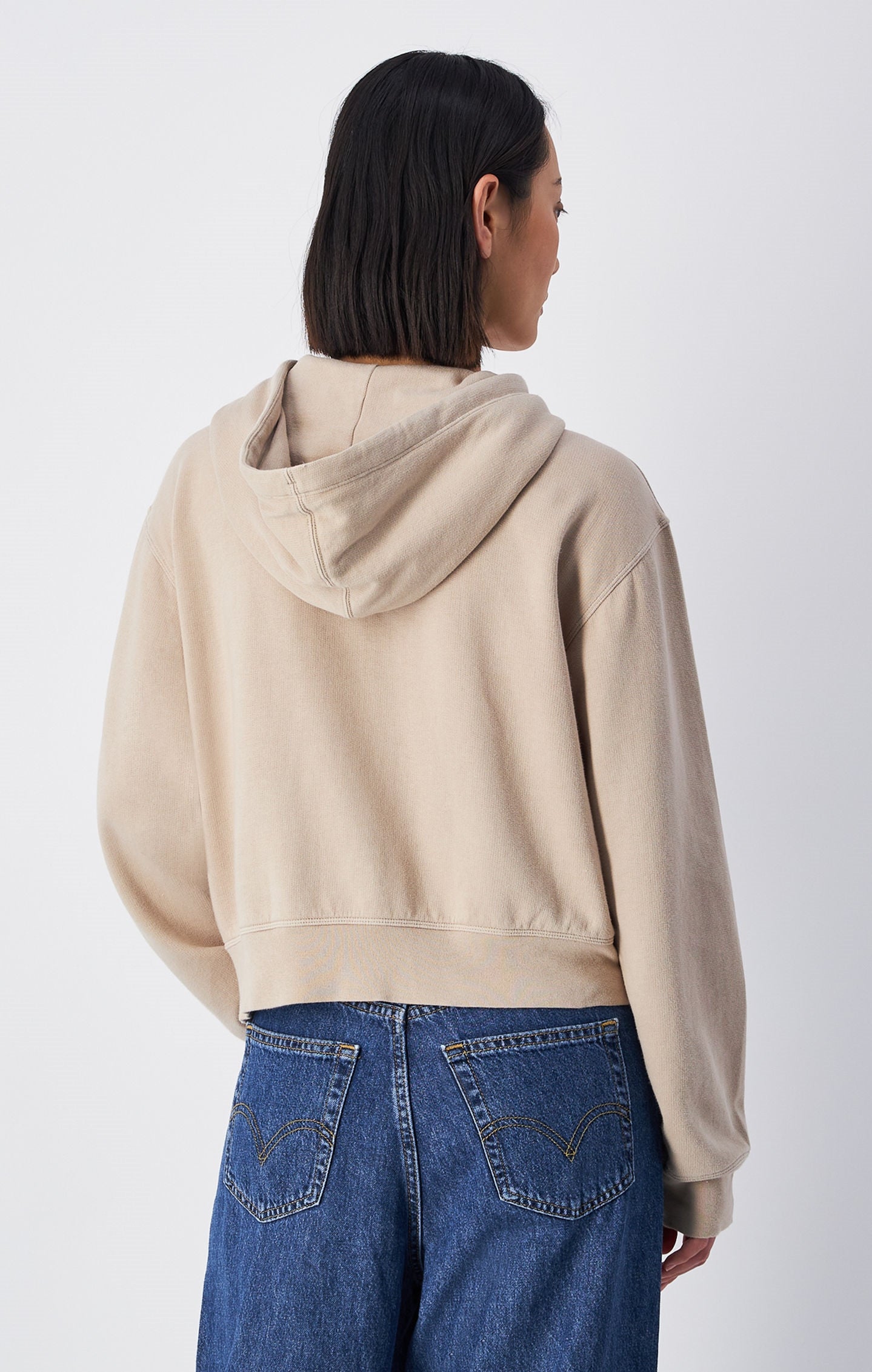Vintage Wash Cropped Full-Zip Hoodie