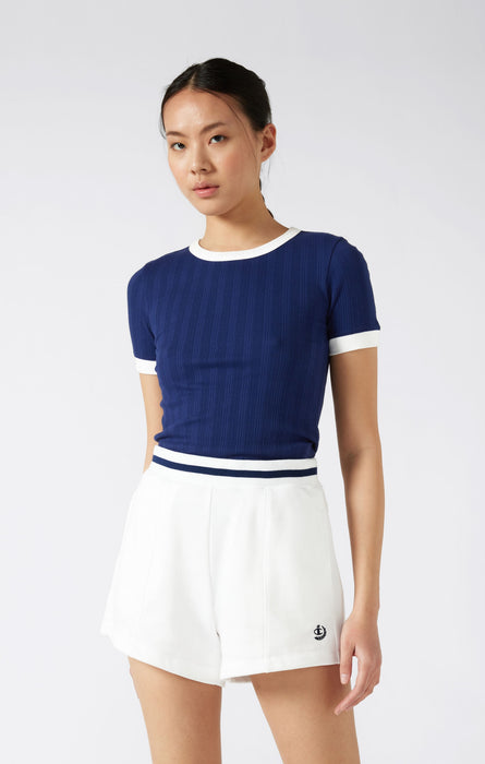 T-shirt Donna ispirazione Tennis con profili a contrasto