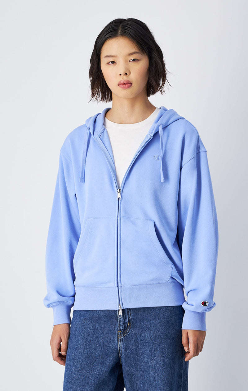 Women's Lightweight Full-Zip Hoodie with Tone-on-Tone C Logo Light